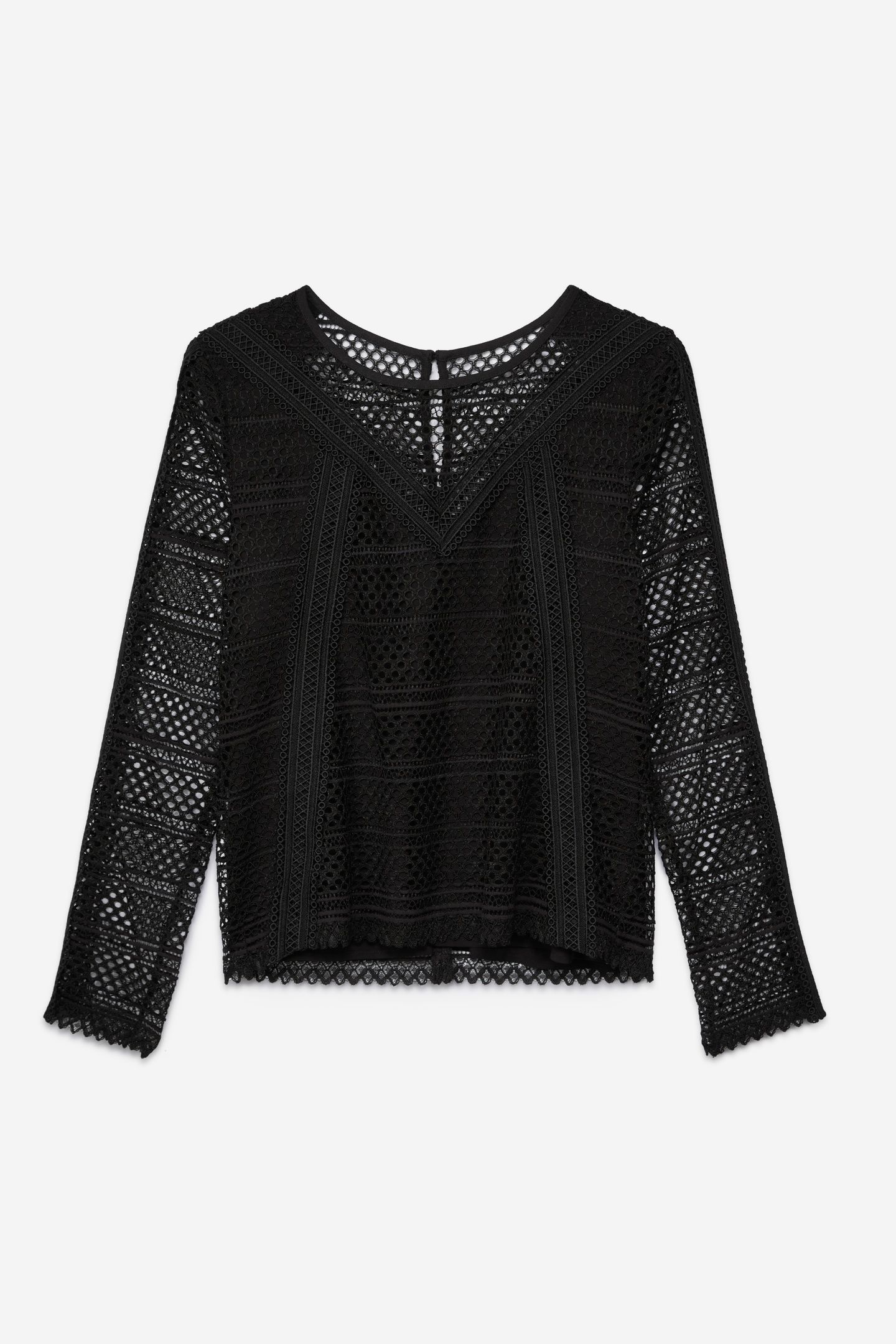 LONG-SLEEVED GRAPHIC LACE TOP BLACK 5