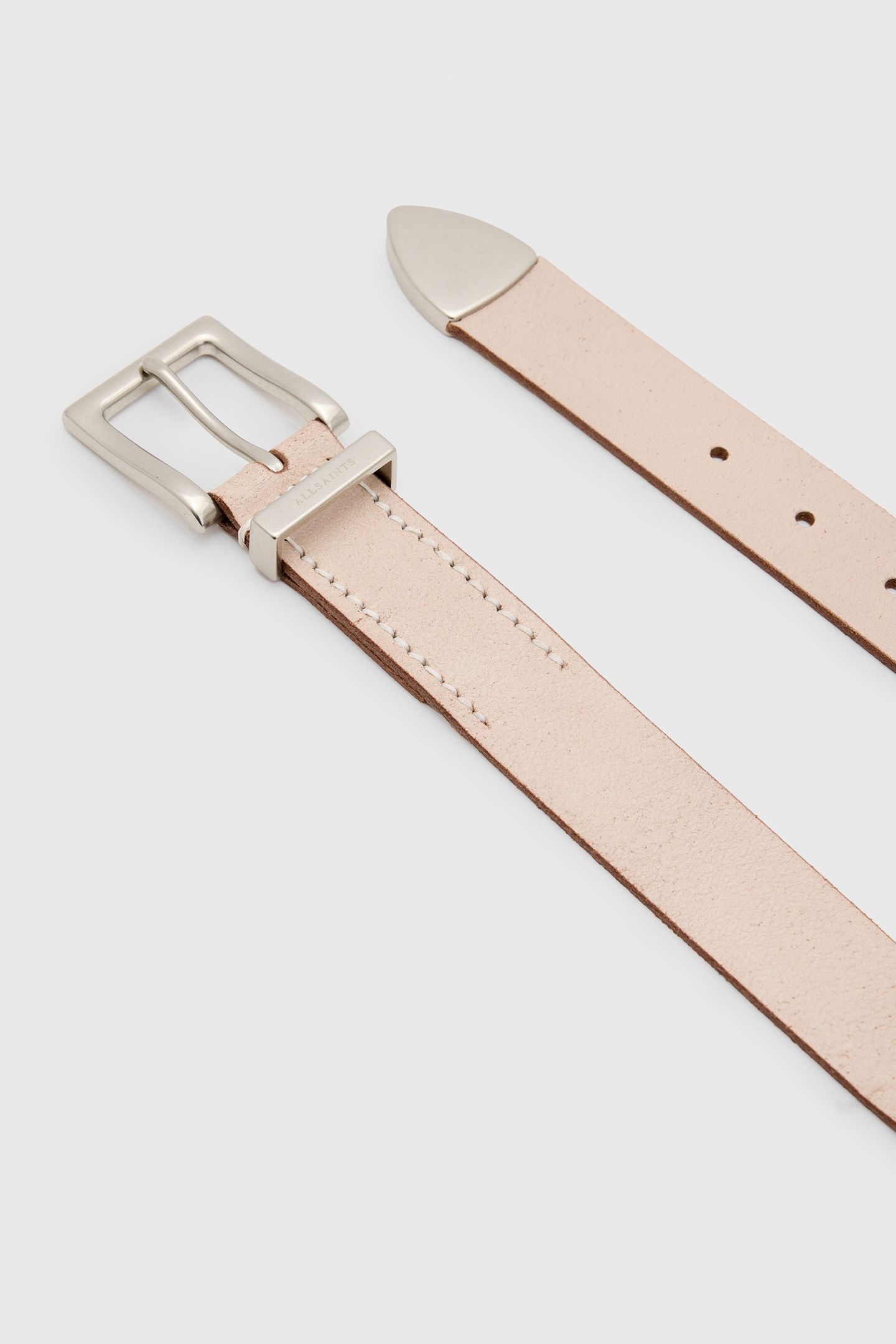 TREY METAL TIP BELT CREAM/DULL NICKEL 3
