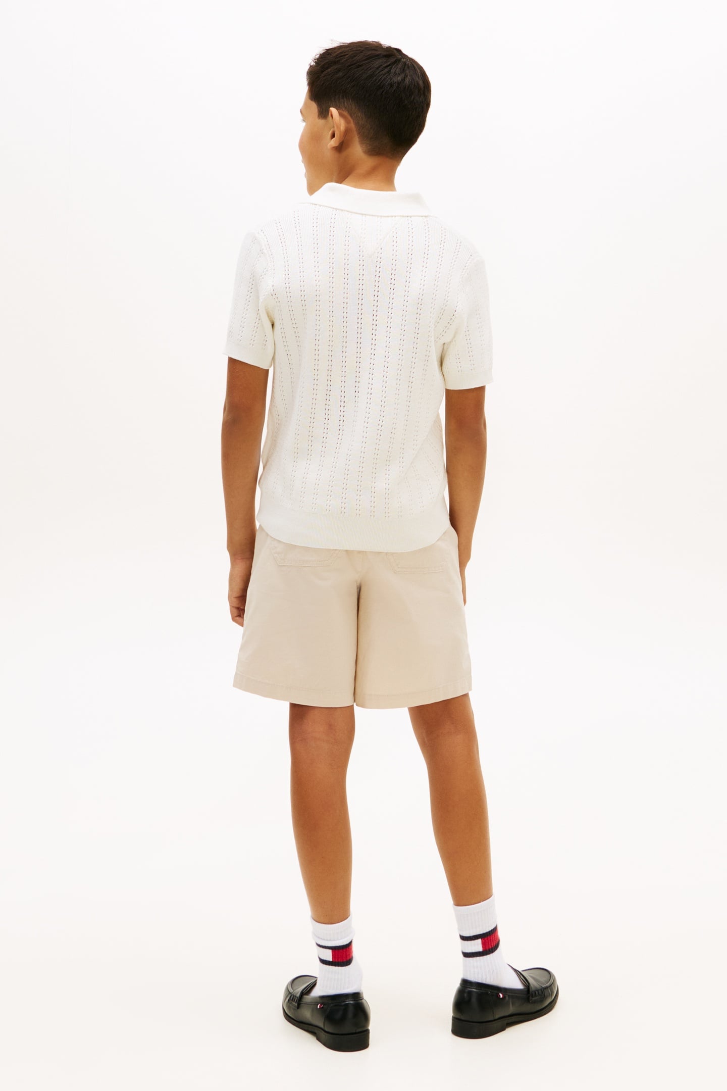 BOYS OPEN STITCH POLO SWEATER IVORY SILK 2