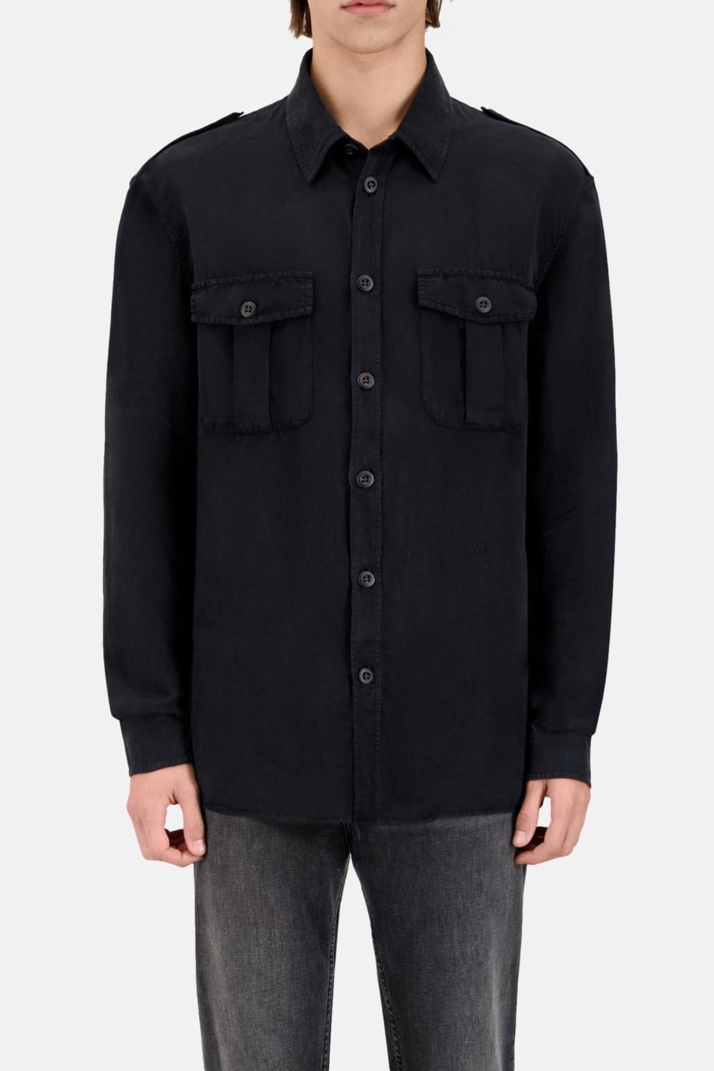 MILITARY SHIRT WITH PATCH POCKETS BLACK 1