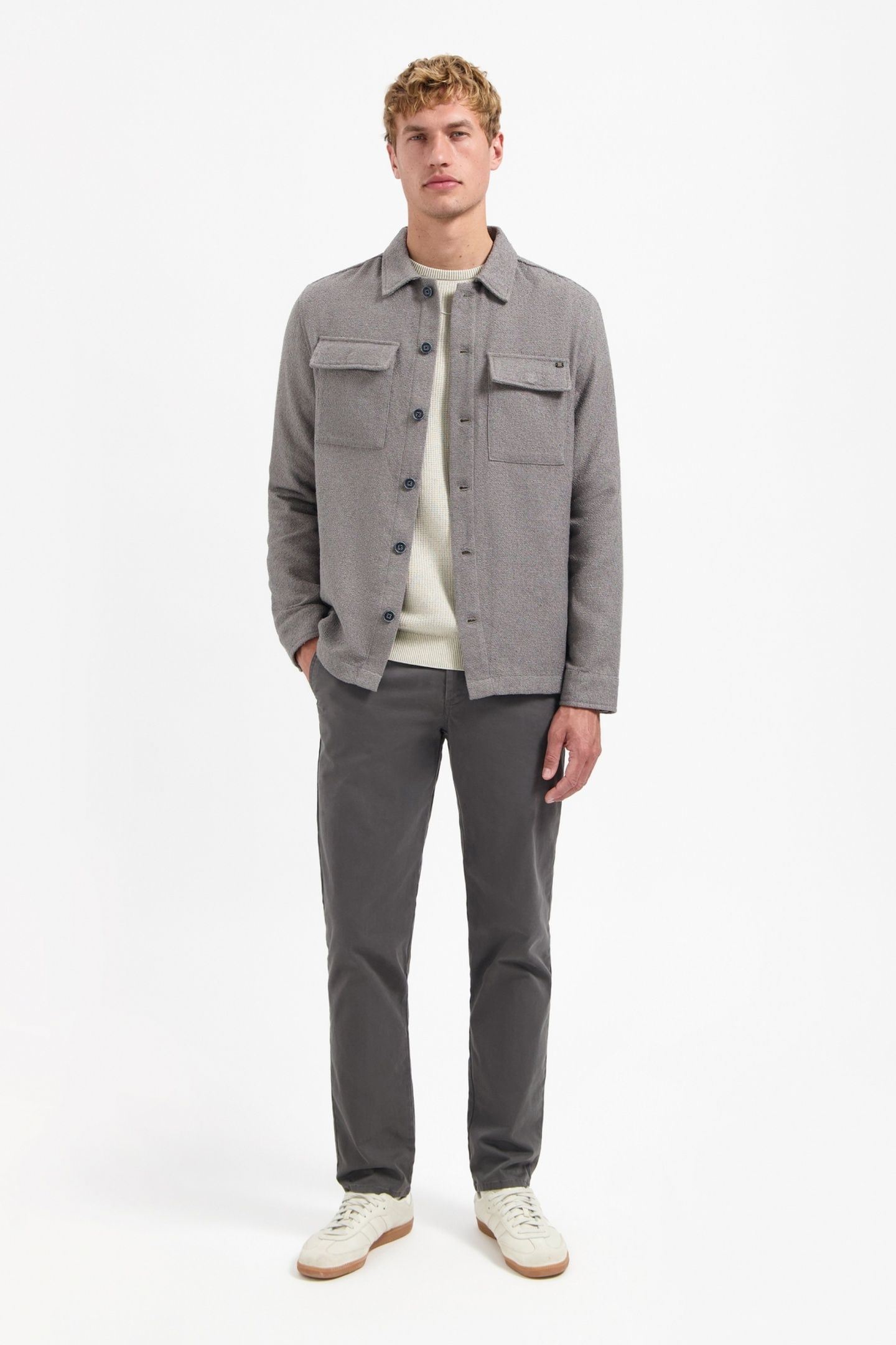 OVERSHIRT FULL BUTTON STRETCH GREY 2