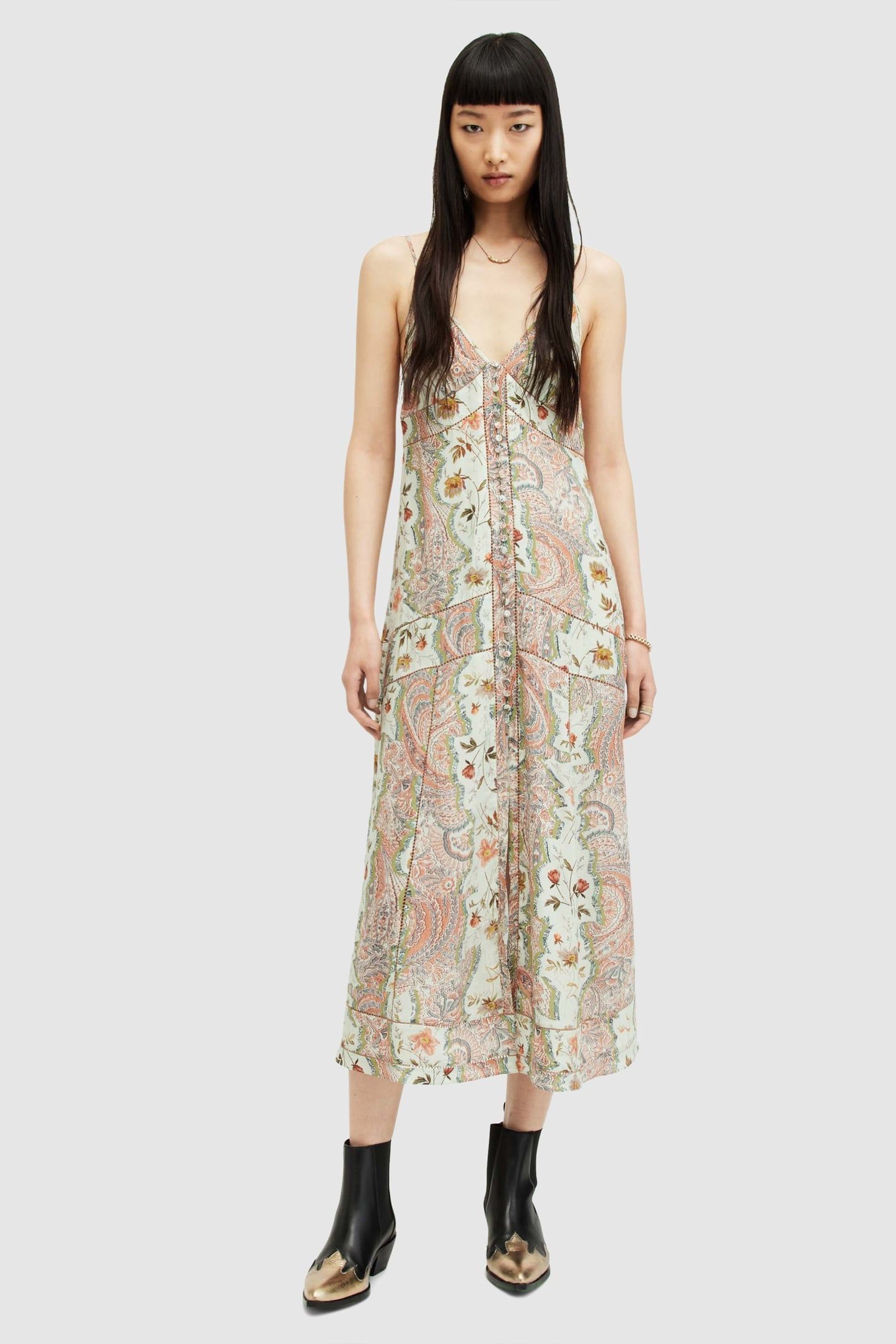 DAHLIA CASCADE DRESS SPRING GREEN 1