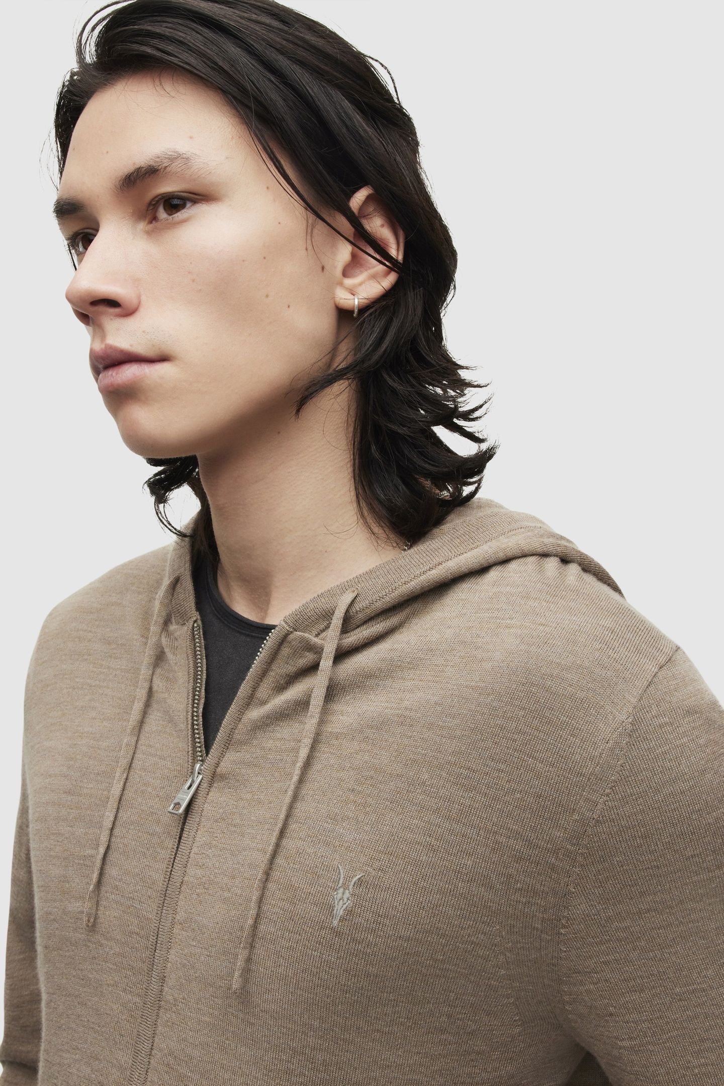 MODE MERINO ZIP HOOD WARM TAUPE MARL 6