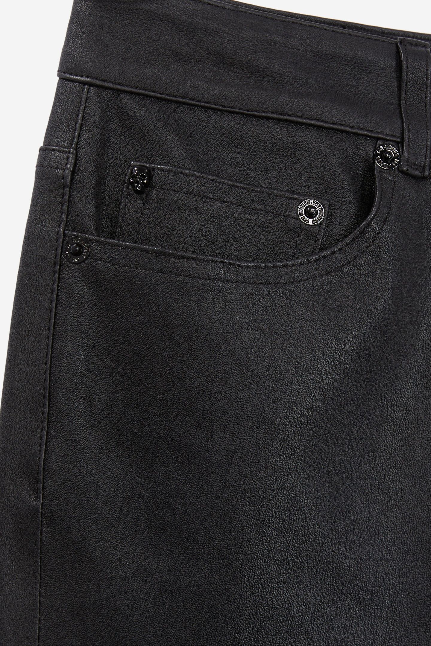 SLIM FIT STRETCH LEATHER TROUSERS BLACK 5