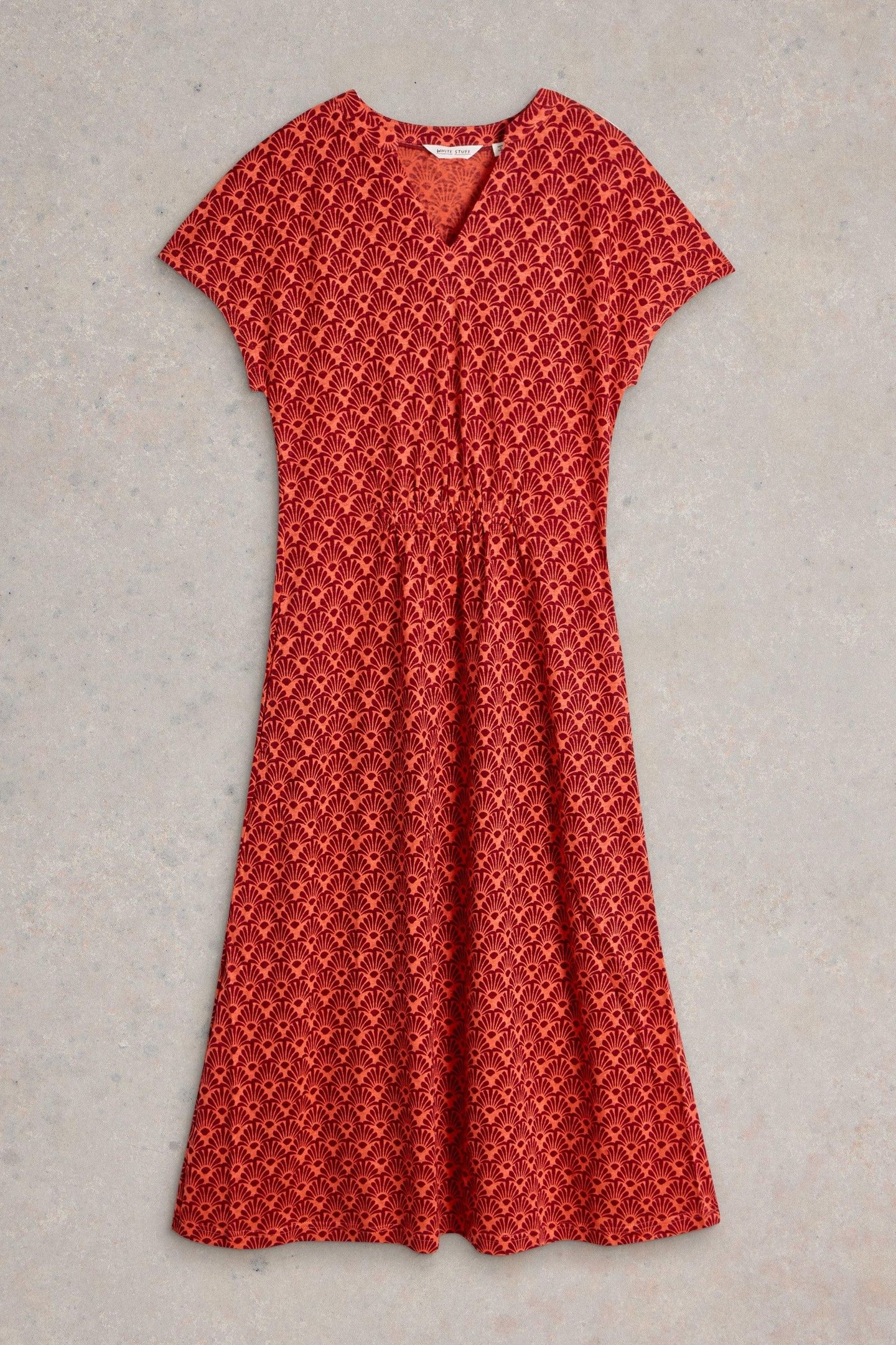 ELLIE LINEN JERSEY DRESS RED MULTI 5