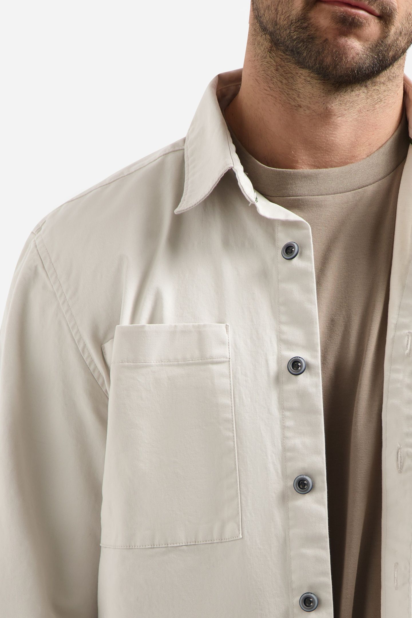 OVERSHIRT BUTTONS STRETCH CHALK 7