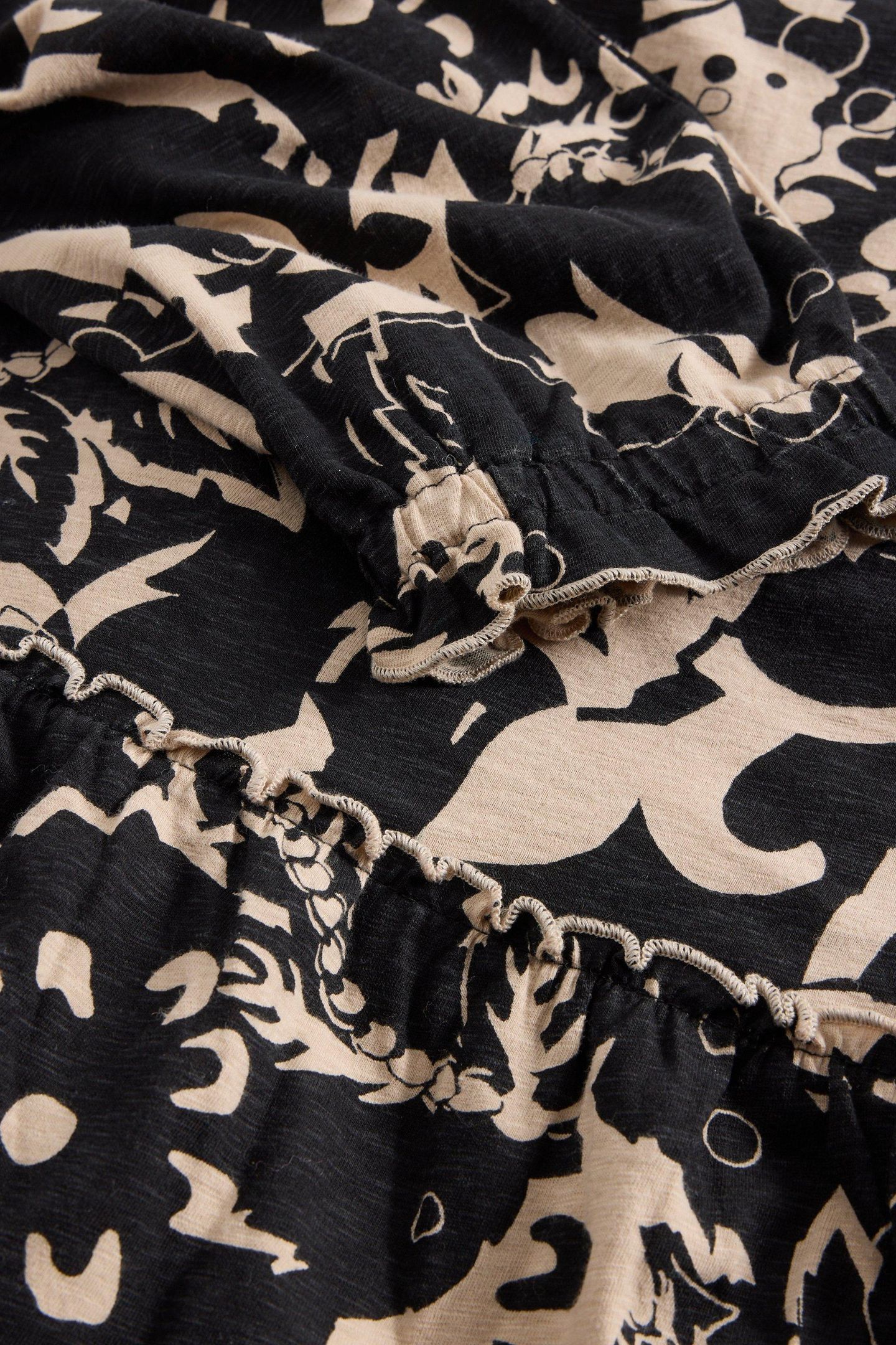 JONIE SHIRRED JERSEY DRESS BLACK PRINT 7
