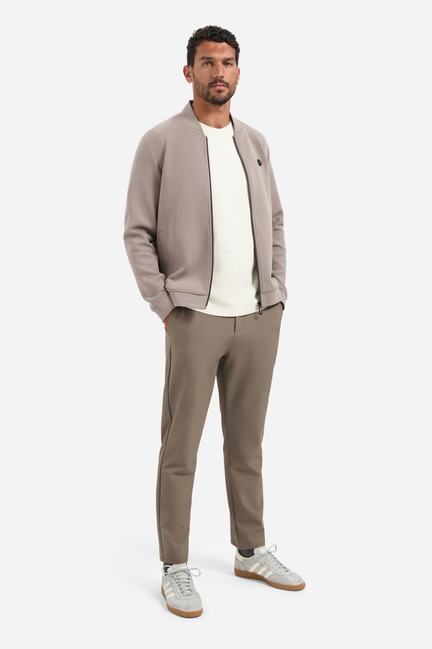 SWEATER FULL ZIPPER PIQUE BOMBER CLAY 3