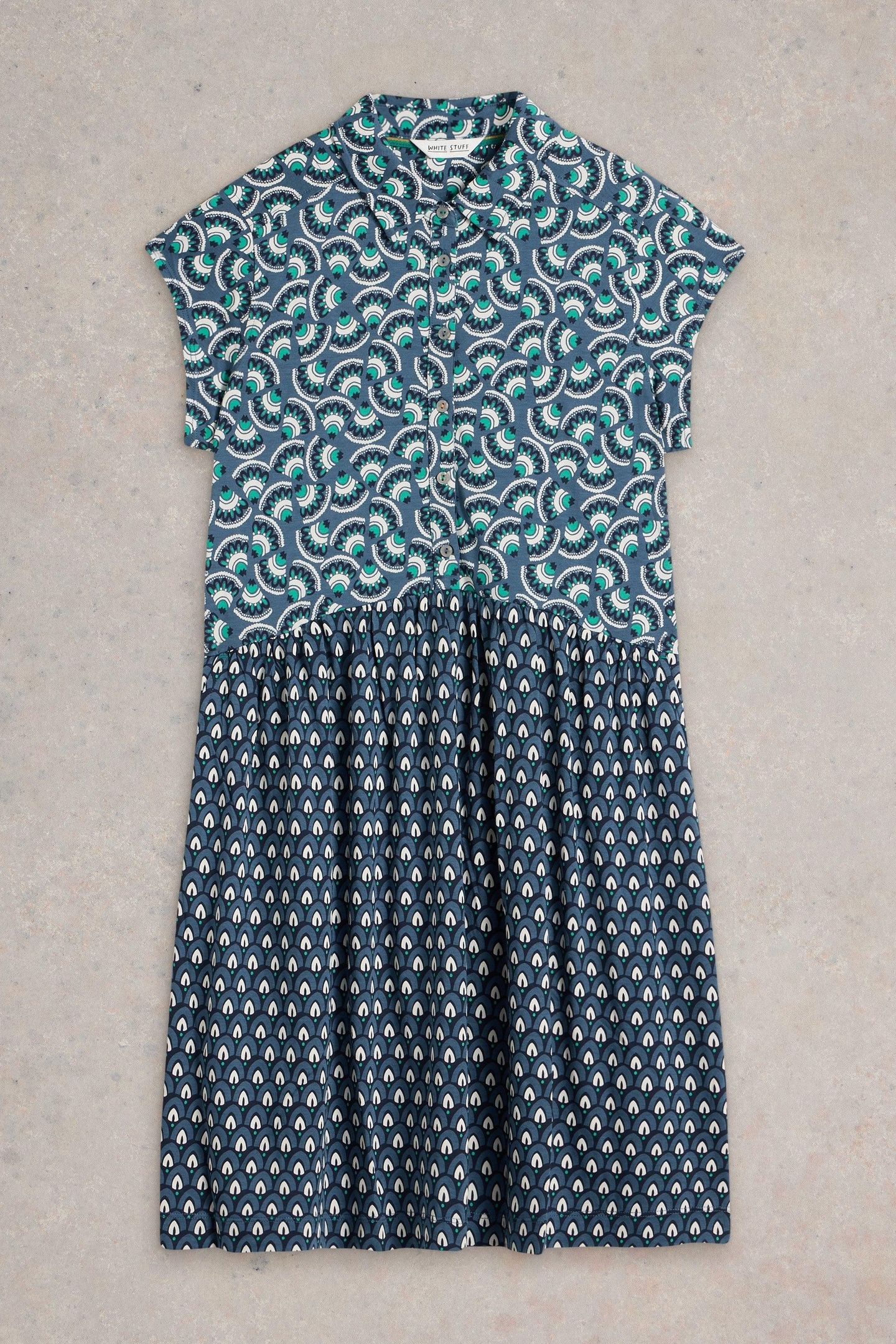 EVERLY JERSEY SHIRT DRESS NAVY MULTI 5