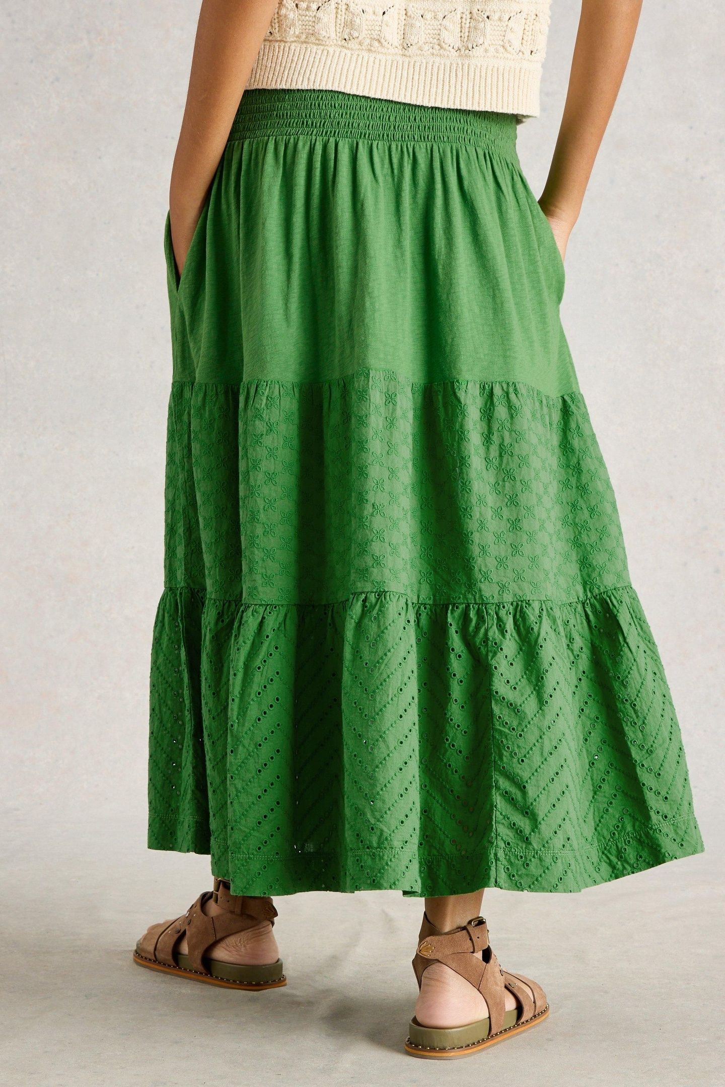 MARISSA BRODERIE MAXI SKIRT BRIGHT GREEN 2