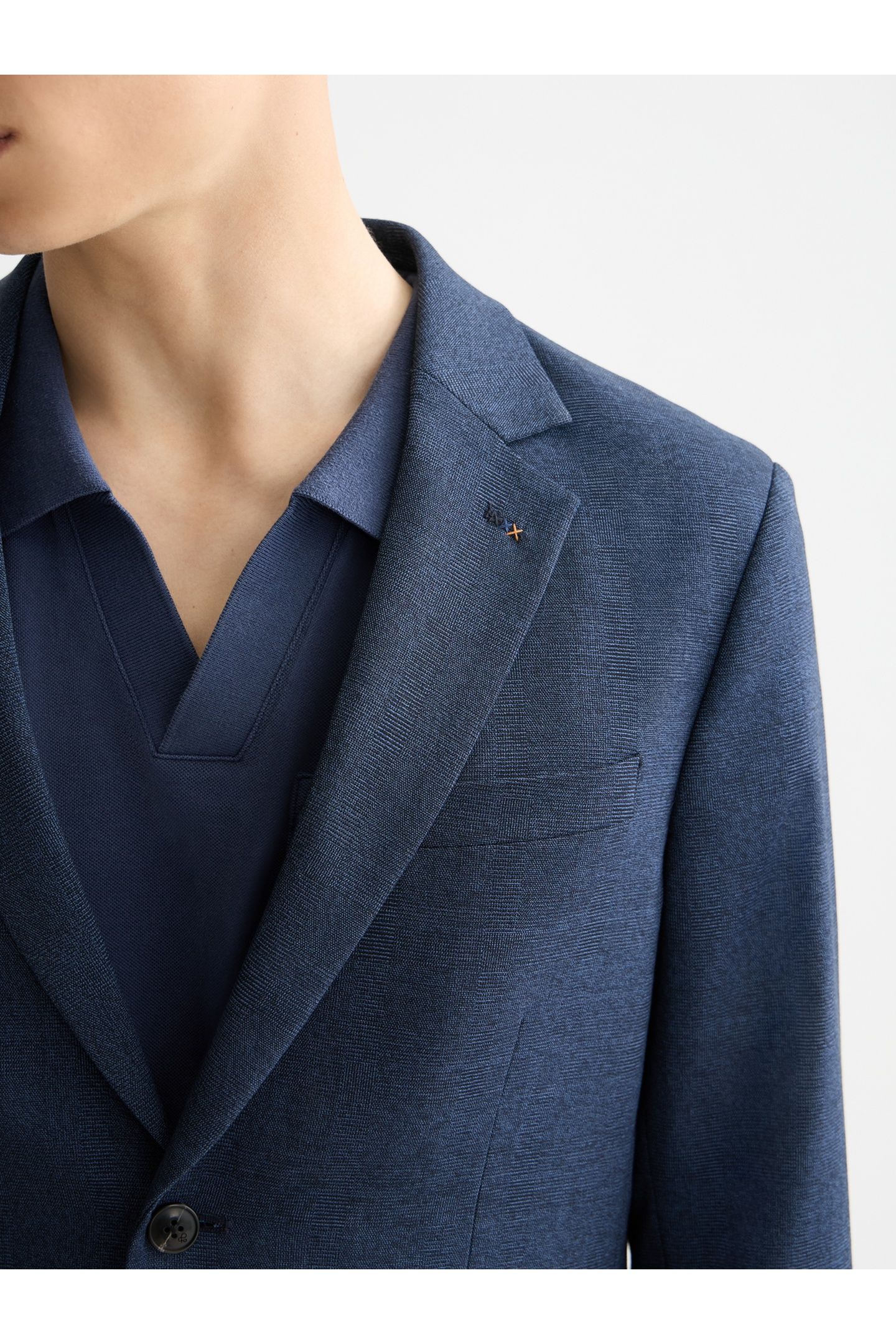 YARN-DYED NOTCH LAPEL REGULAR FIT BLAZER PEACOAT CHECK 6