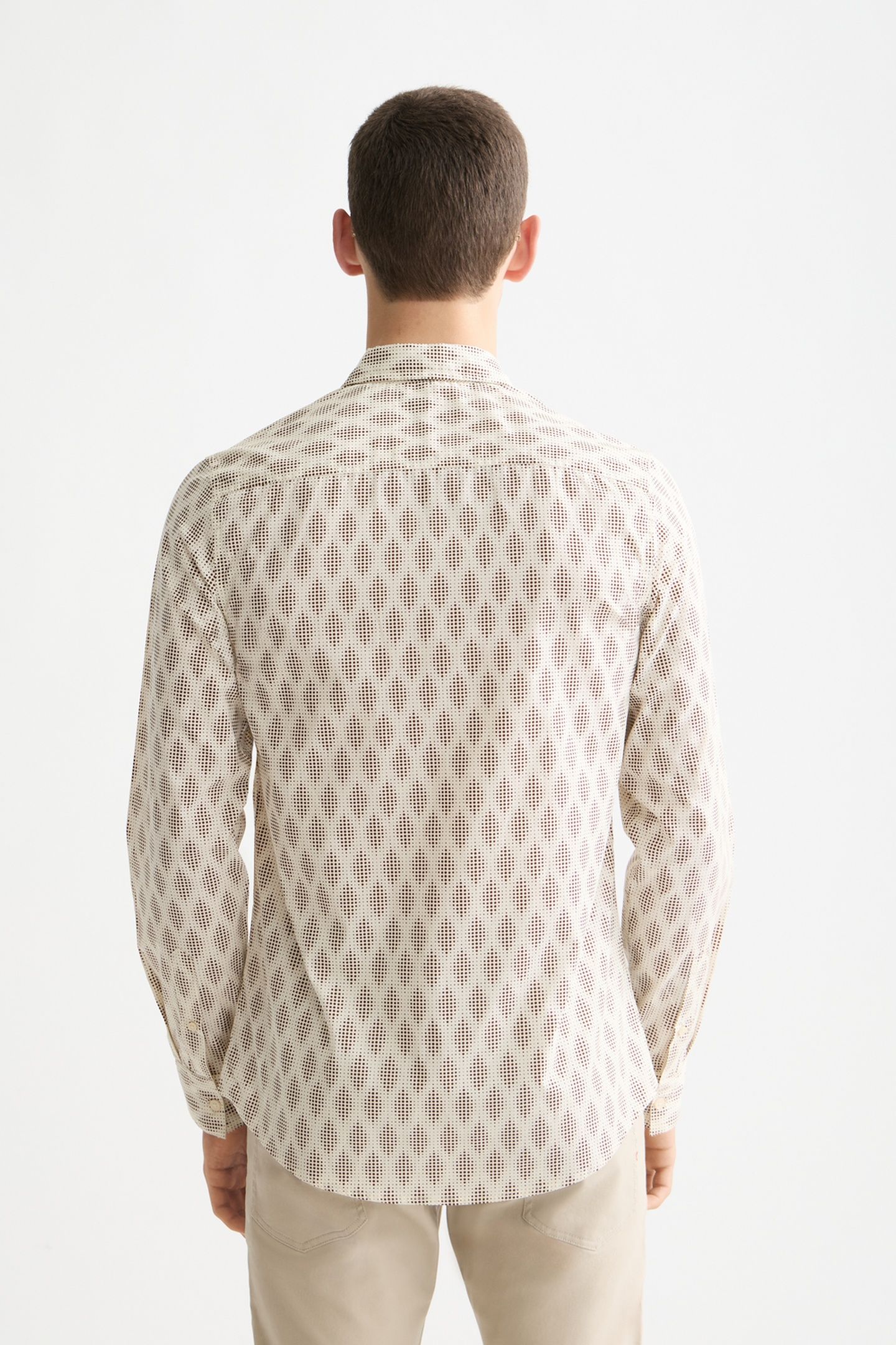 MICRO AOP SLIM-FIT SHIRT PIXEL DIAMOND EGGNOG AOP 2
