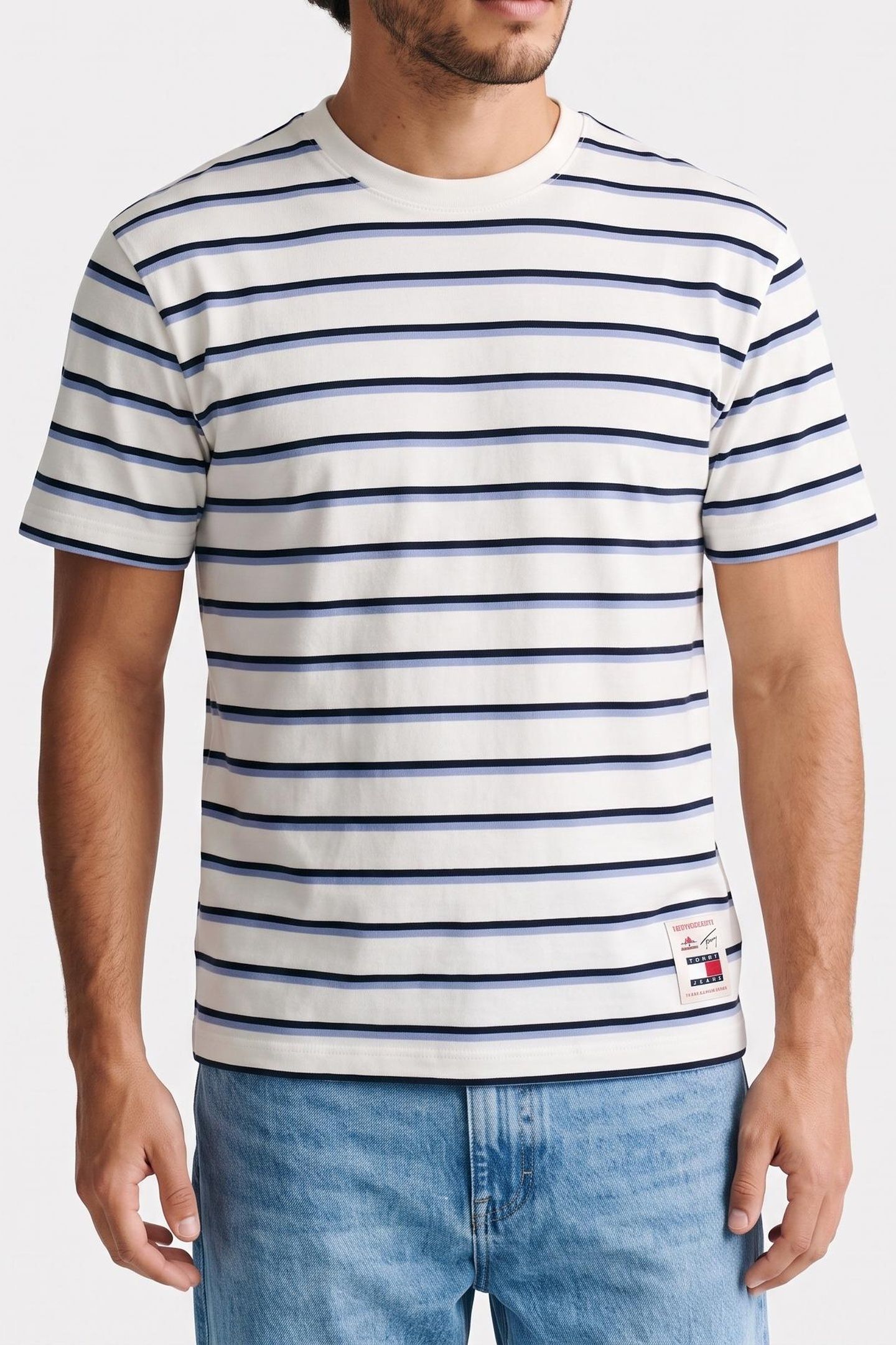 RELAXED LABEL SS TEE ANCIENT WHITE STRIPE 1