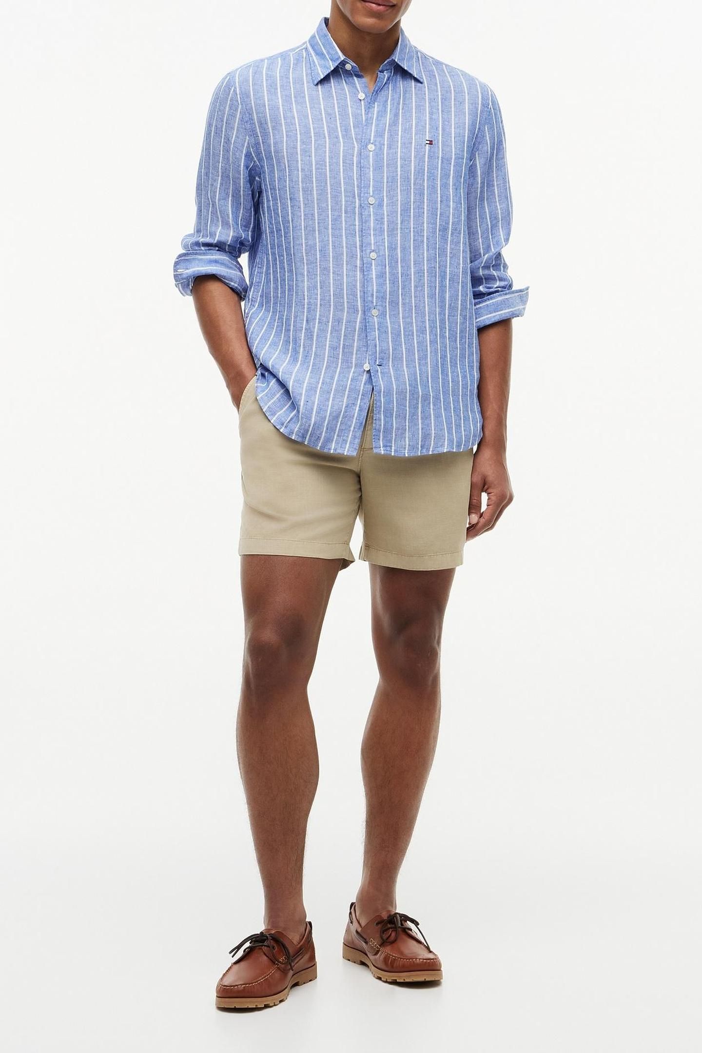 LINEN TEXTURED STRIPE SHIRT REGAL BLUE/STRIPE 3