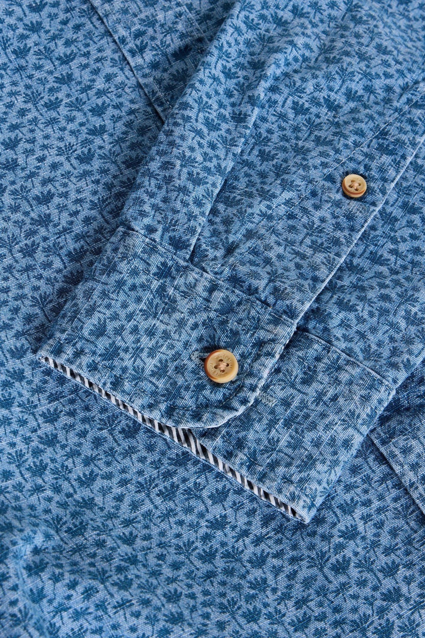 LEAF PRINTED LS SHIRT CHAMBRAY BLUE 6