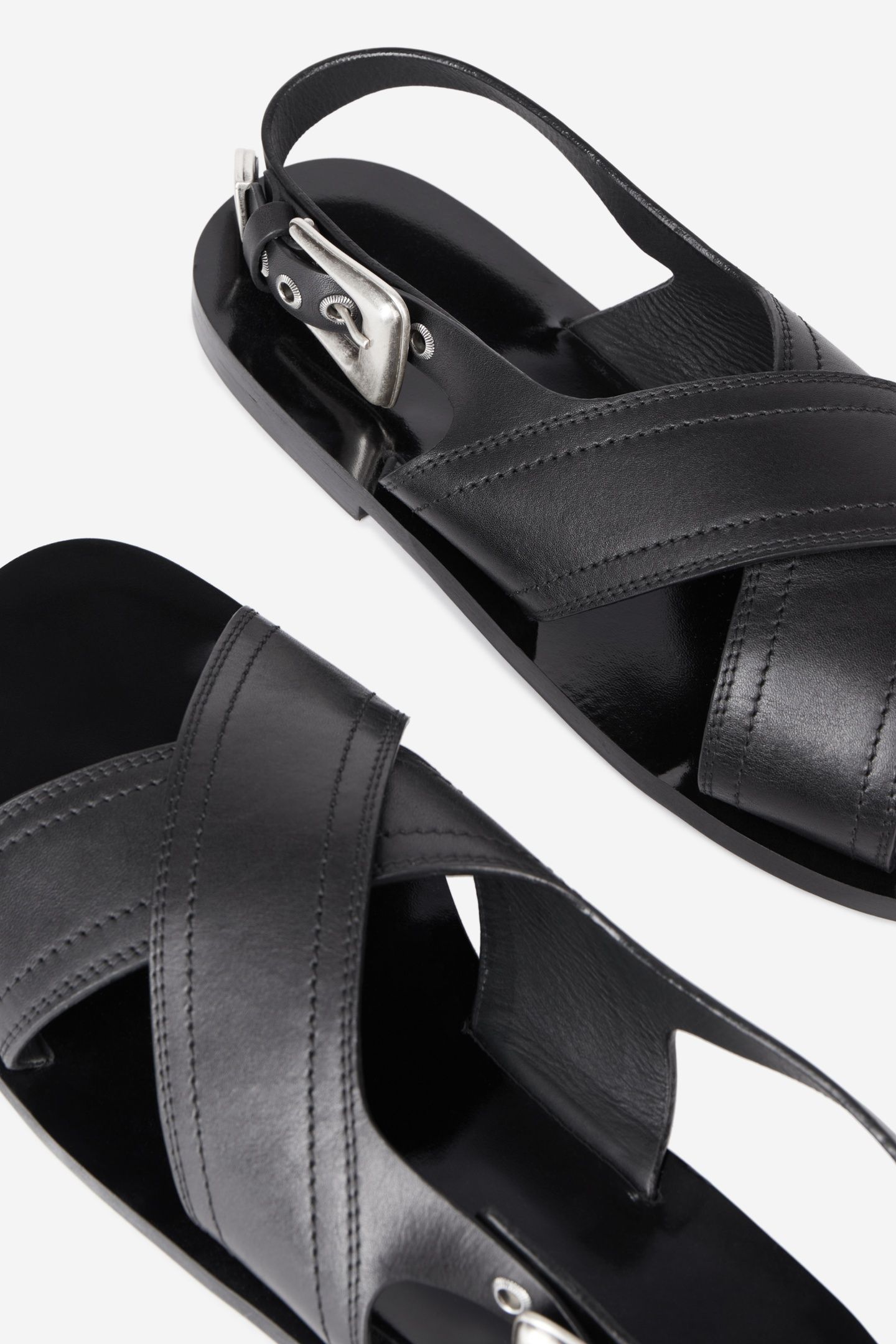 FLAT STRAPS IN SMOOTH LEATHER BLACK 3