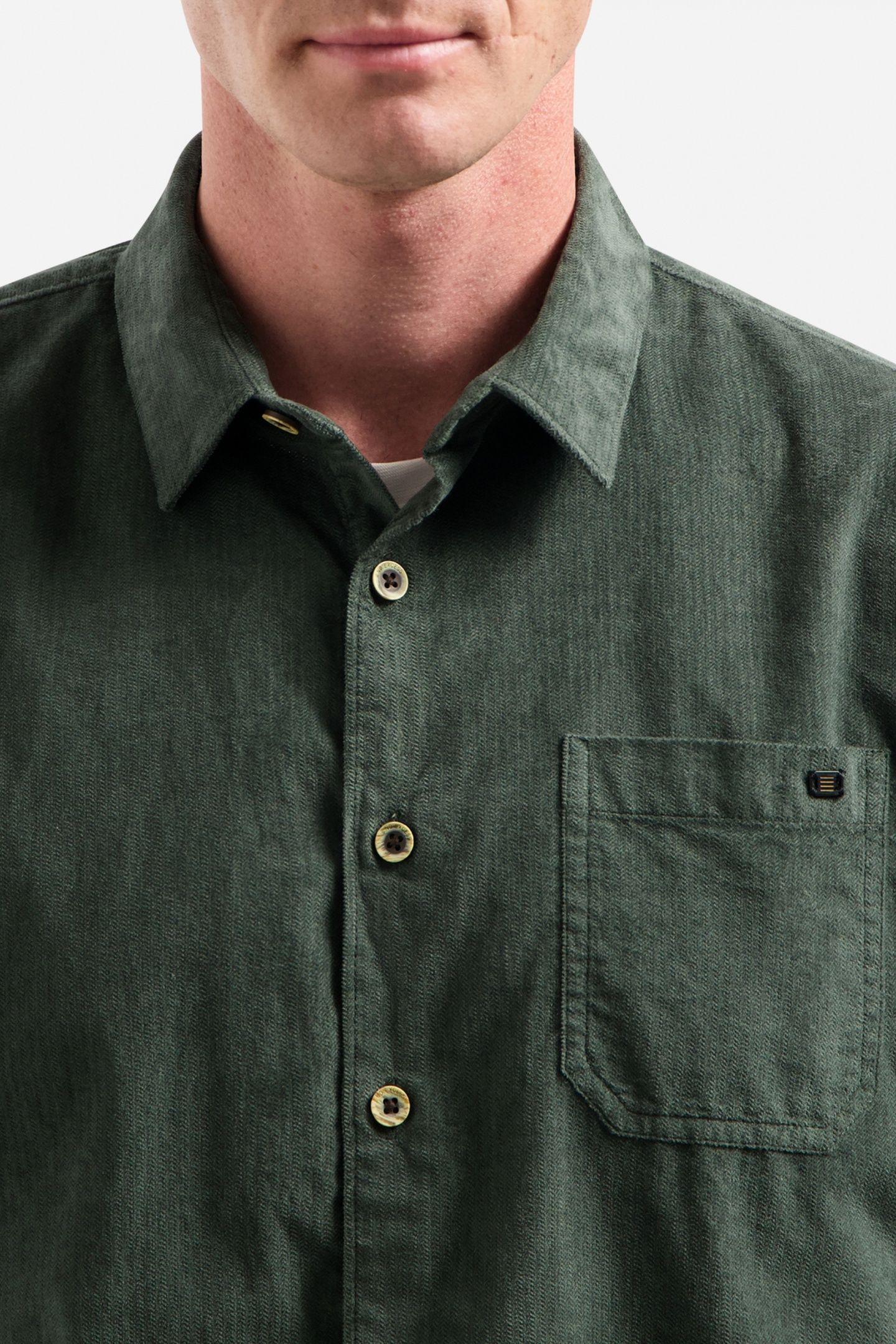 SHIRT SOLID FINE HERRINGBONE DARK GREEN 7