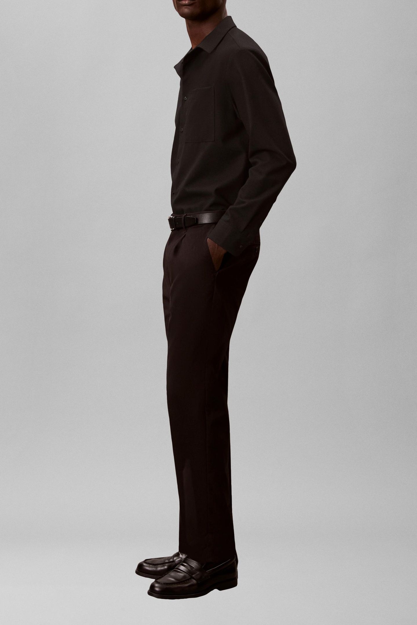 TAPERED STRETCH SATEEN CHINO TROUSERS BLACK 3