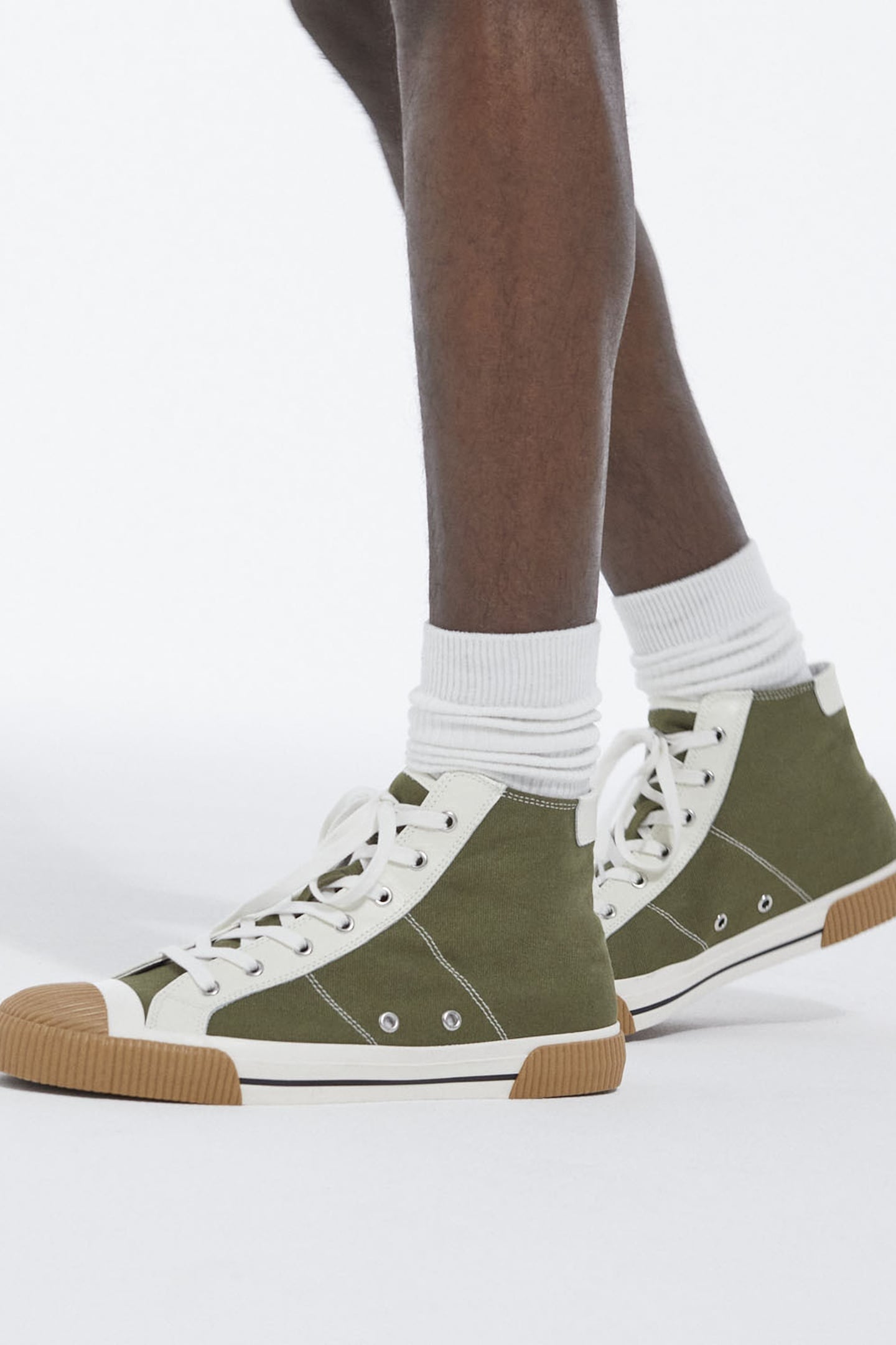 UNISEX CANVAS RIDING BASKET WITH LEATHER TRIM KAKI 4