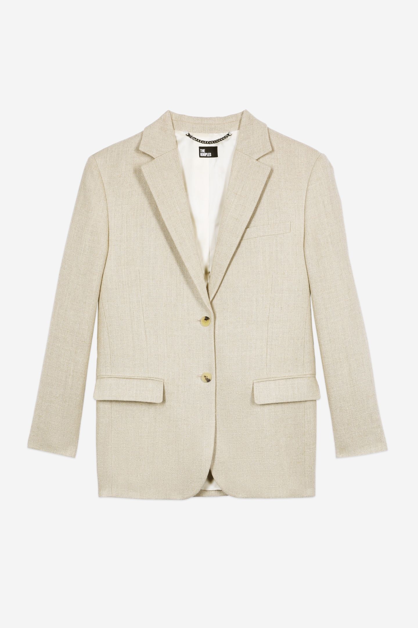 VESTE DE COSTUME AMPLE EN LIN BEIGE 5