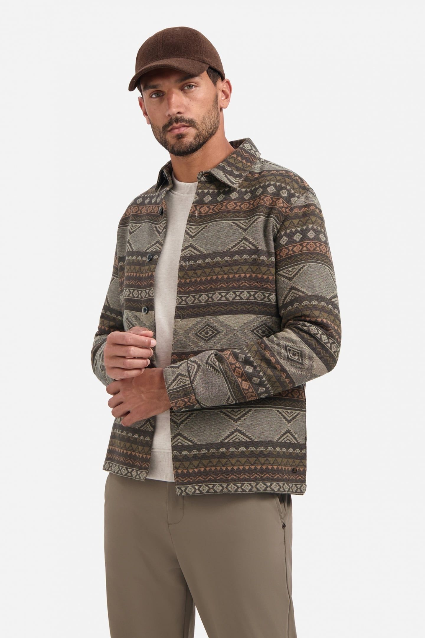 OVERSHIRT BUTTONS JACQUARD TAUPE 1