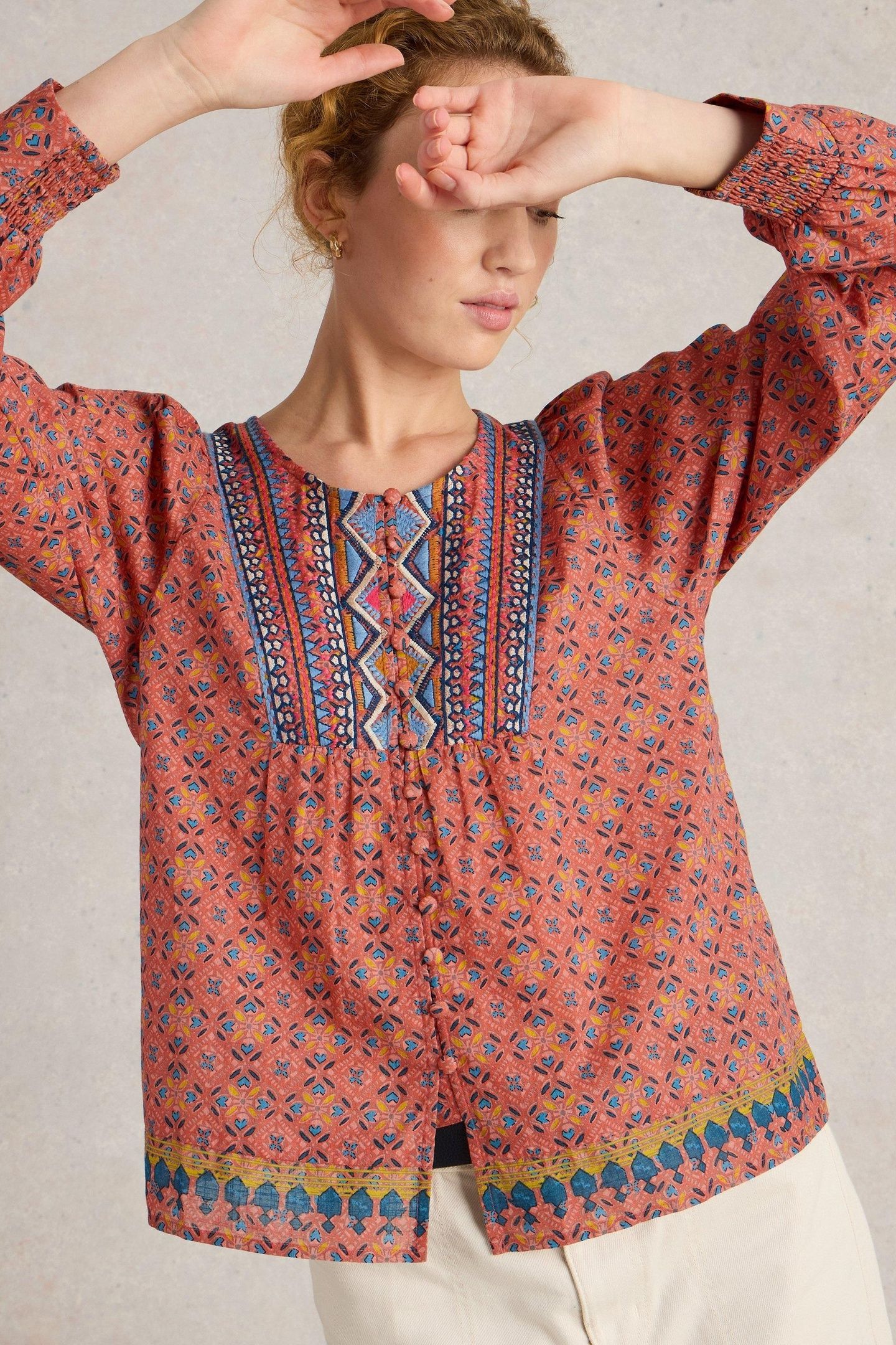 ABIGAIL EMBROIDERED TOP PINK MULTI 6