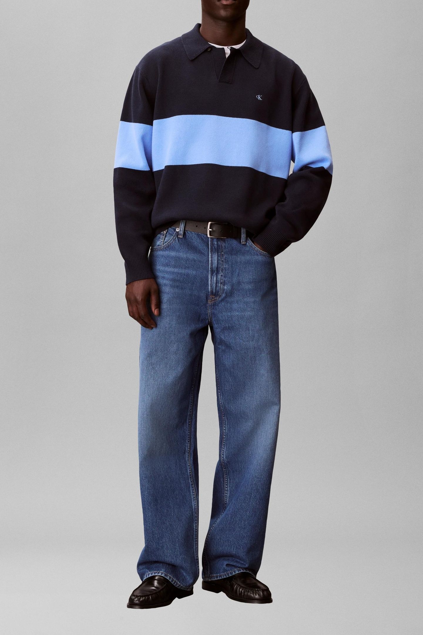 LONG SLEEVE PLACED STRIPE COTTON DARK SAPPHIRE 5