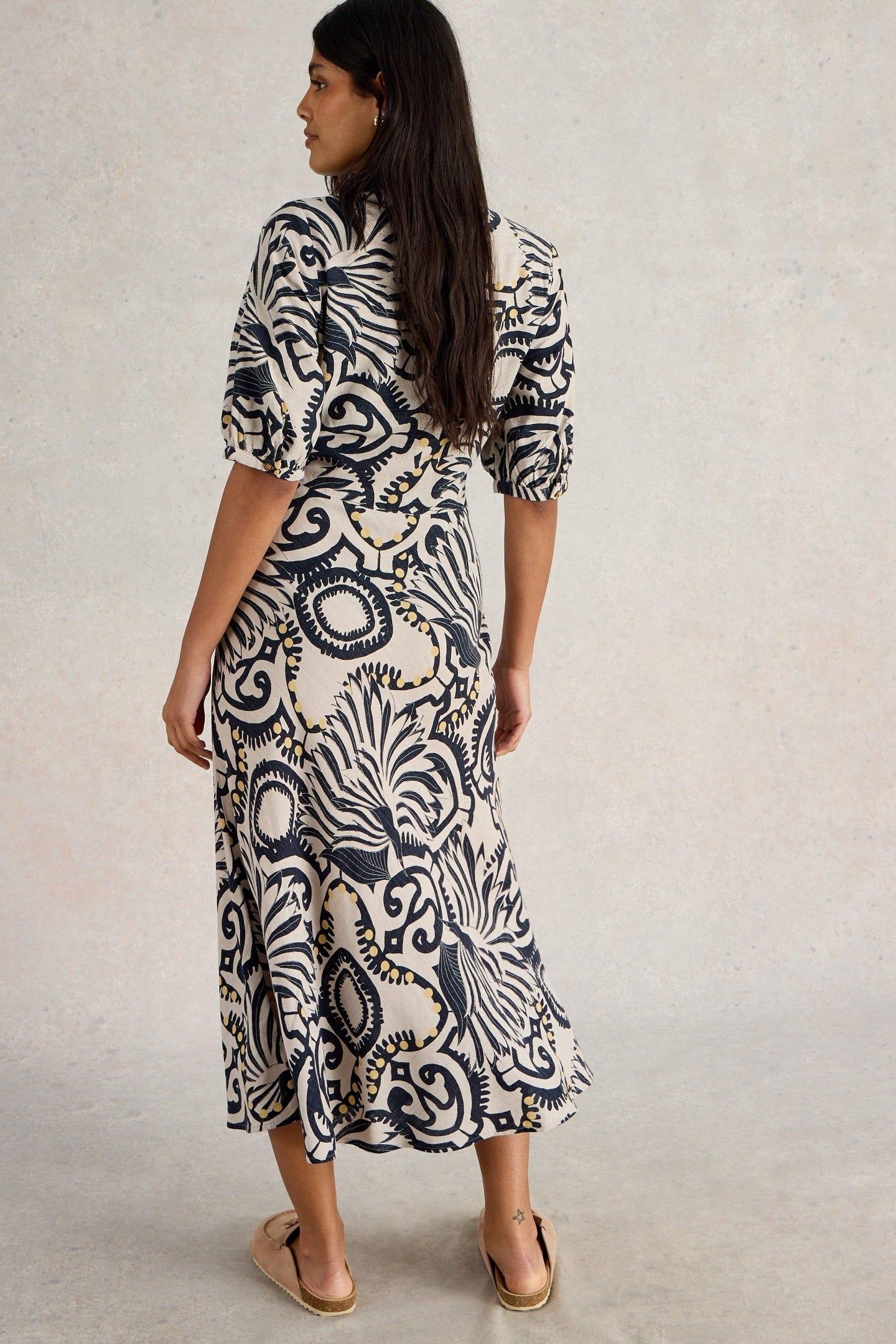 BECCA BIAS CUT DRESS NATURAL PRINT 2