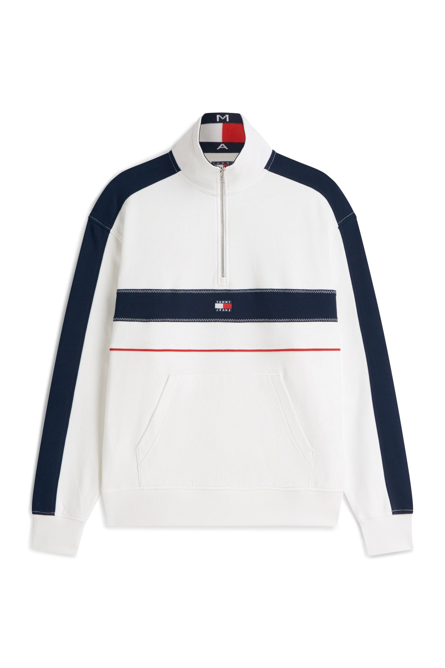 RELAXED COLORBLOCK QUARTER ZIP ECRU 4