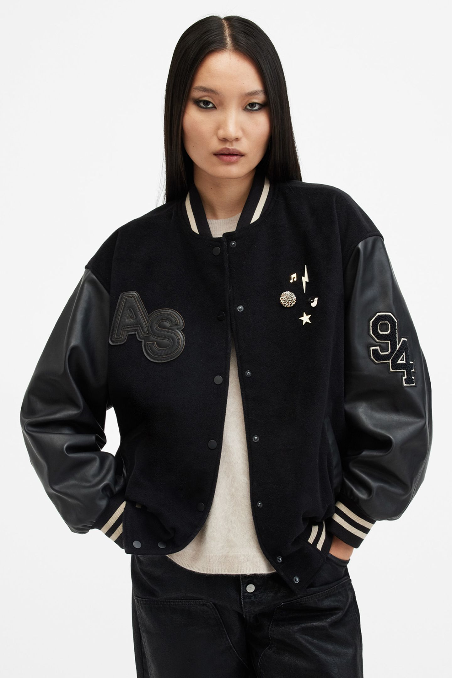 VALERIA VARSITY JKT BLACK/BLACK 5