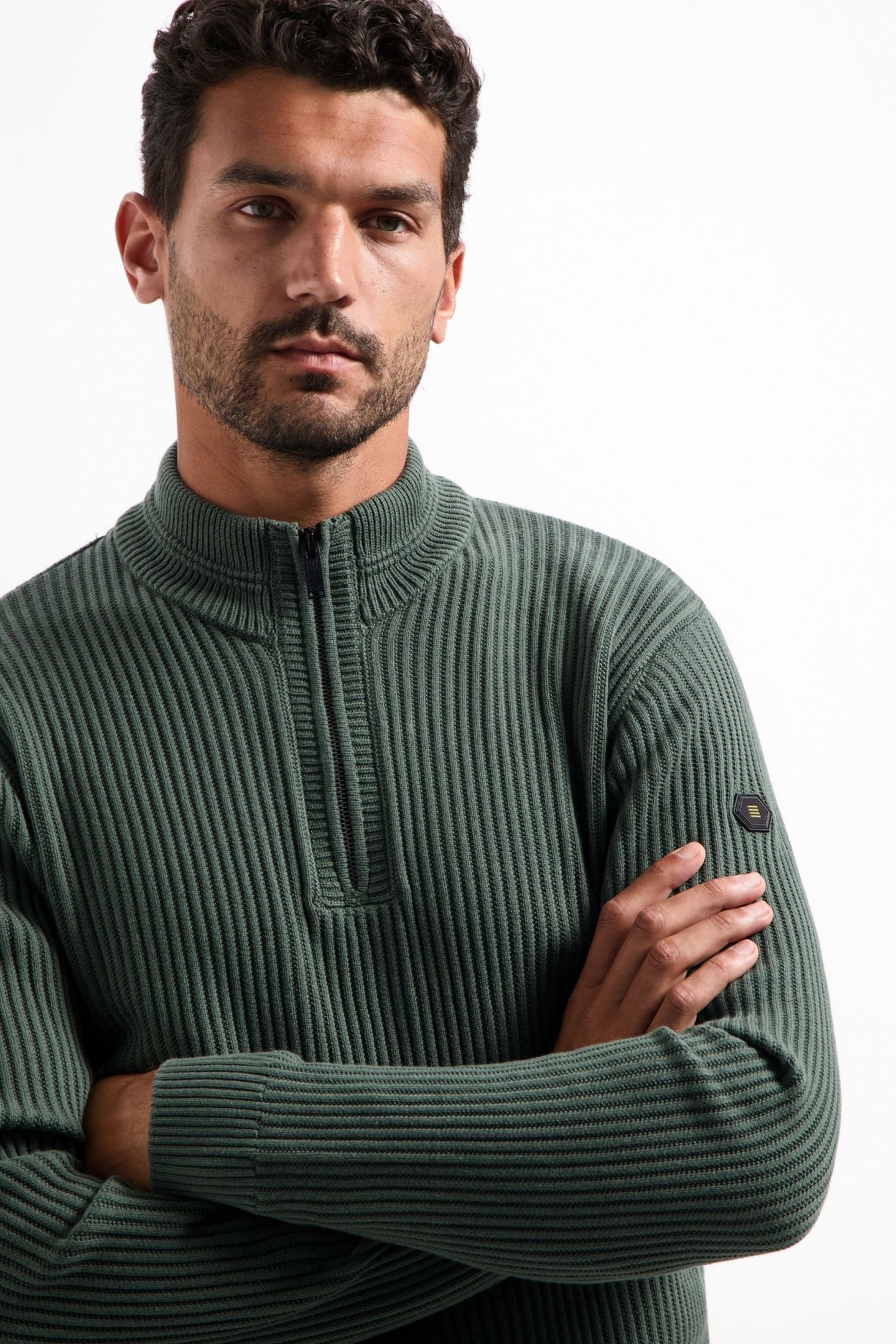 PULLOVER HALF ZIP RIB VARIATION DARK GREEN 2