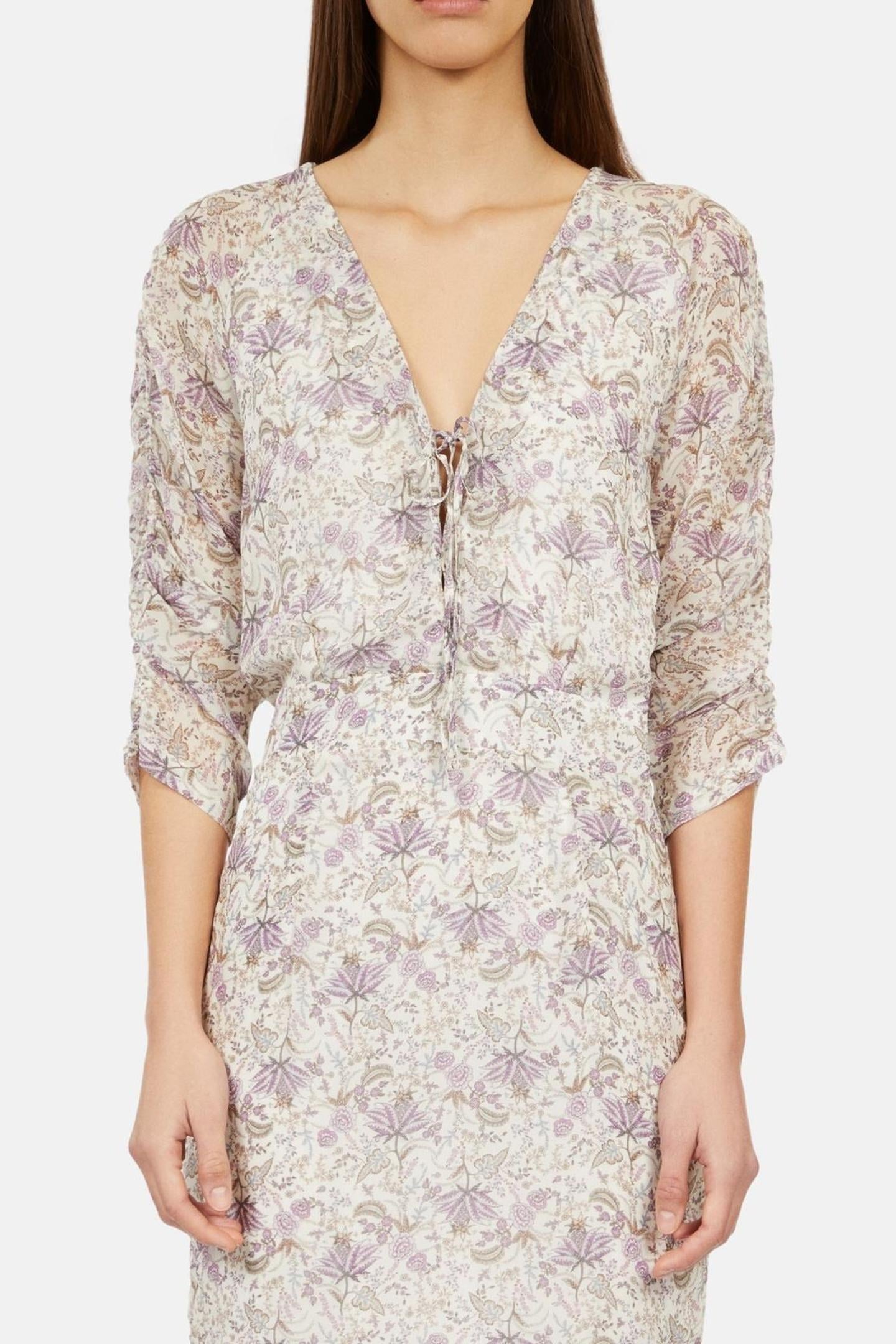SHORT DRESS WITH 3/4 SLEEVES ECRU/MAUVECHALK 6