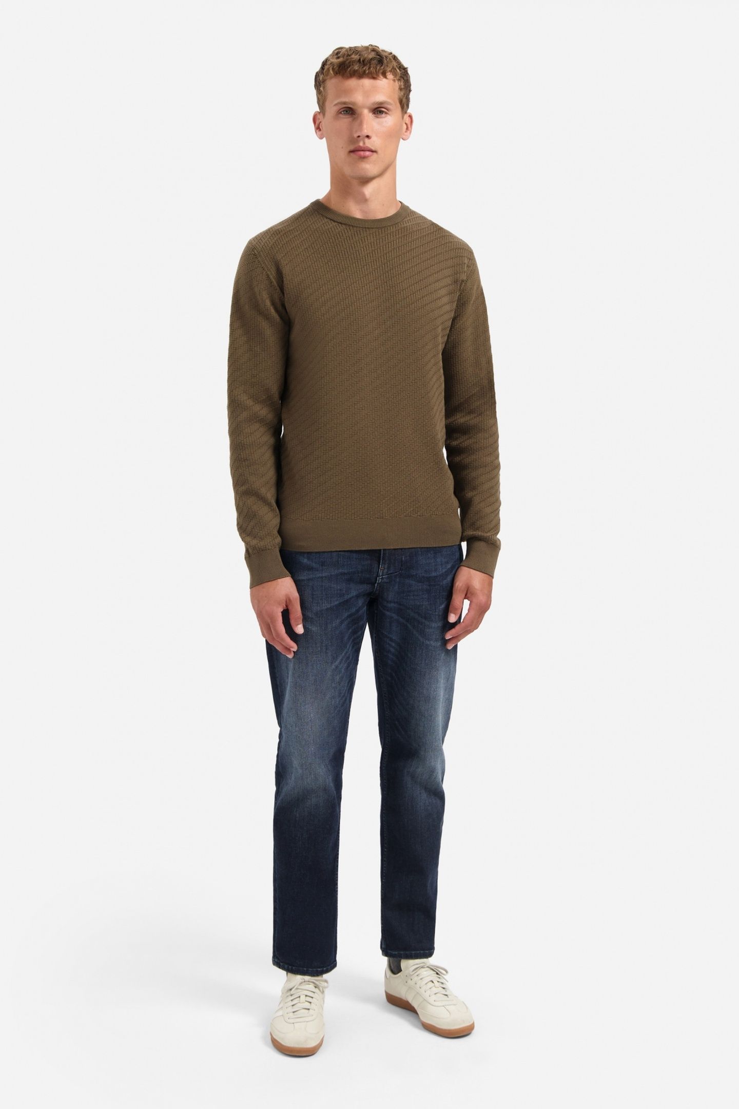 PULLOVER CREWNECK JACQUARD SOLID TAUPE 2