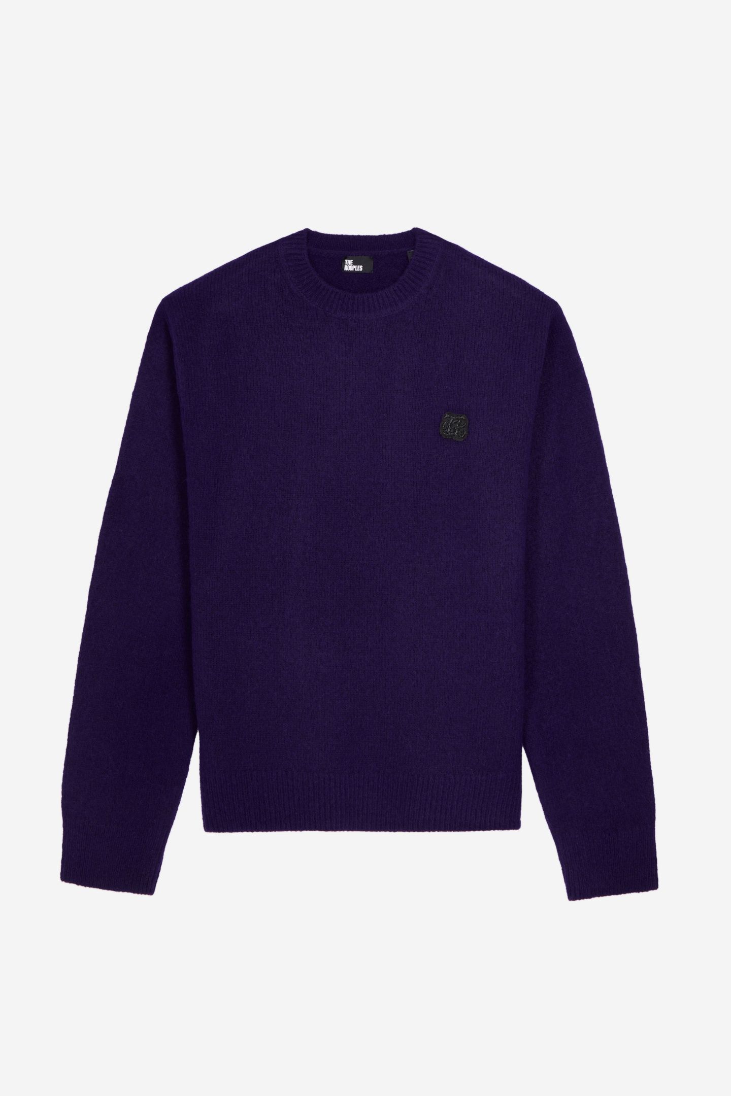 ROUND NECK SWEATER WITH CANETILLE PATCH DARK PURPLE 5