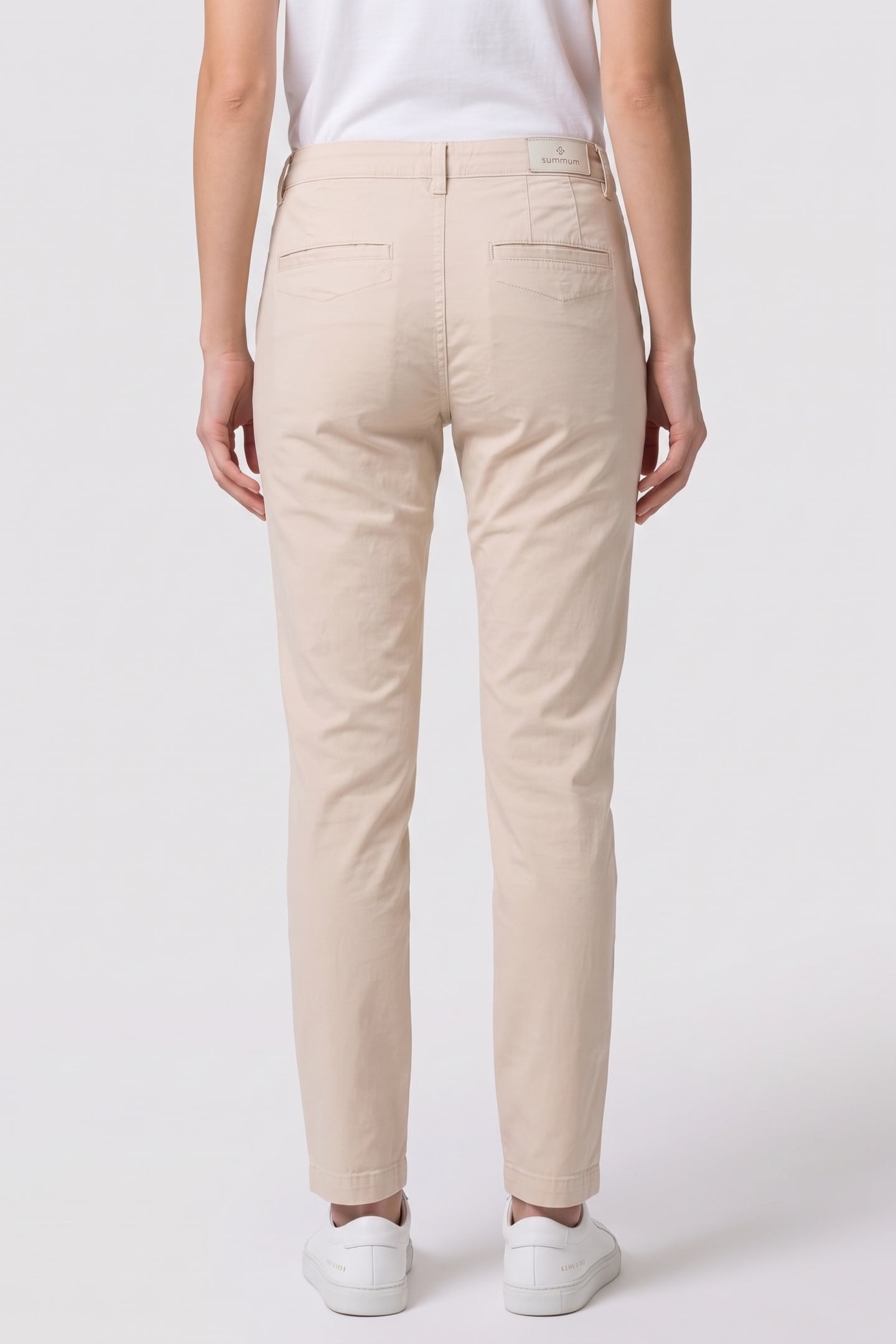 SLIM CHINO PEACH STRETCH SATEEN IVORY 2