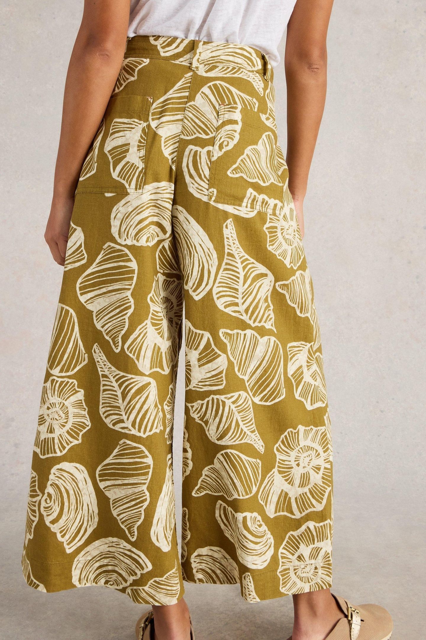 ROXY LINEN BLEND CULOTTE GREEN PRINT 2