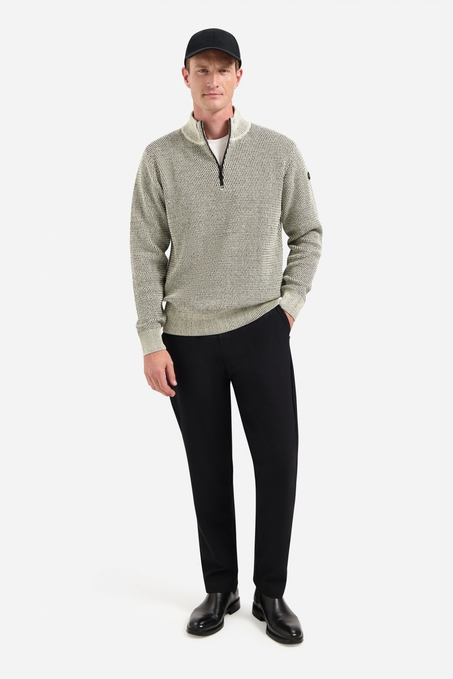 PULLOVER HALF ZIPPER 2 COLOURED MELANGE STONE 3