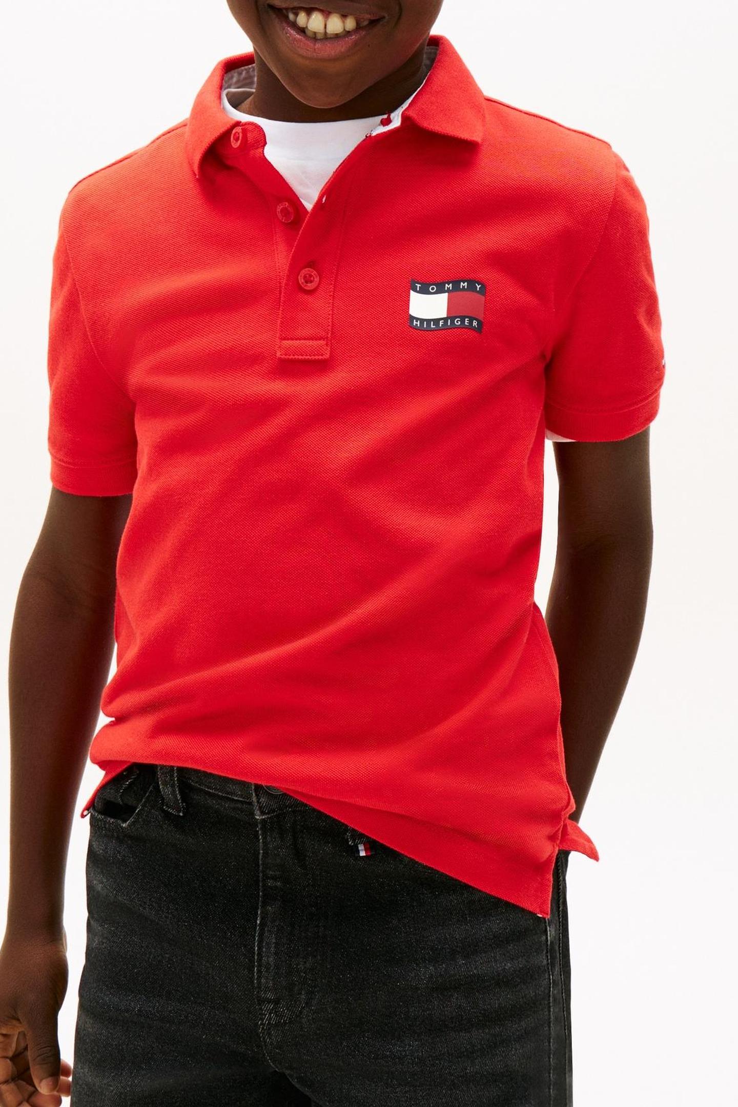 BOYS WAVY FLAG POLO RAPID RED 1