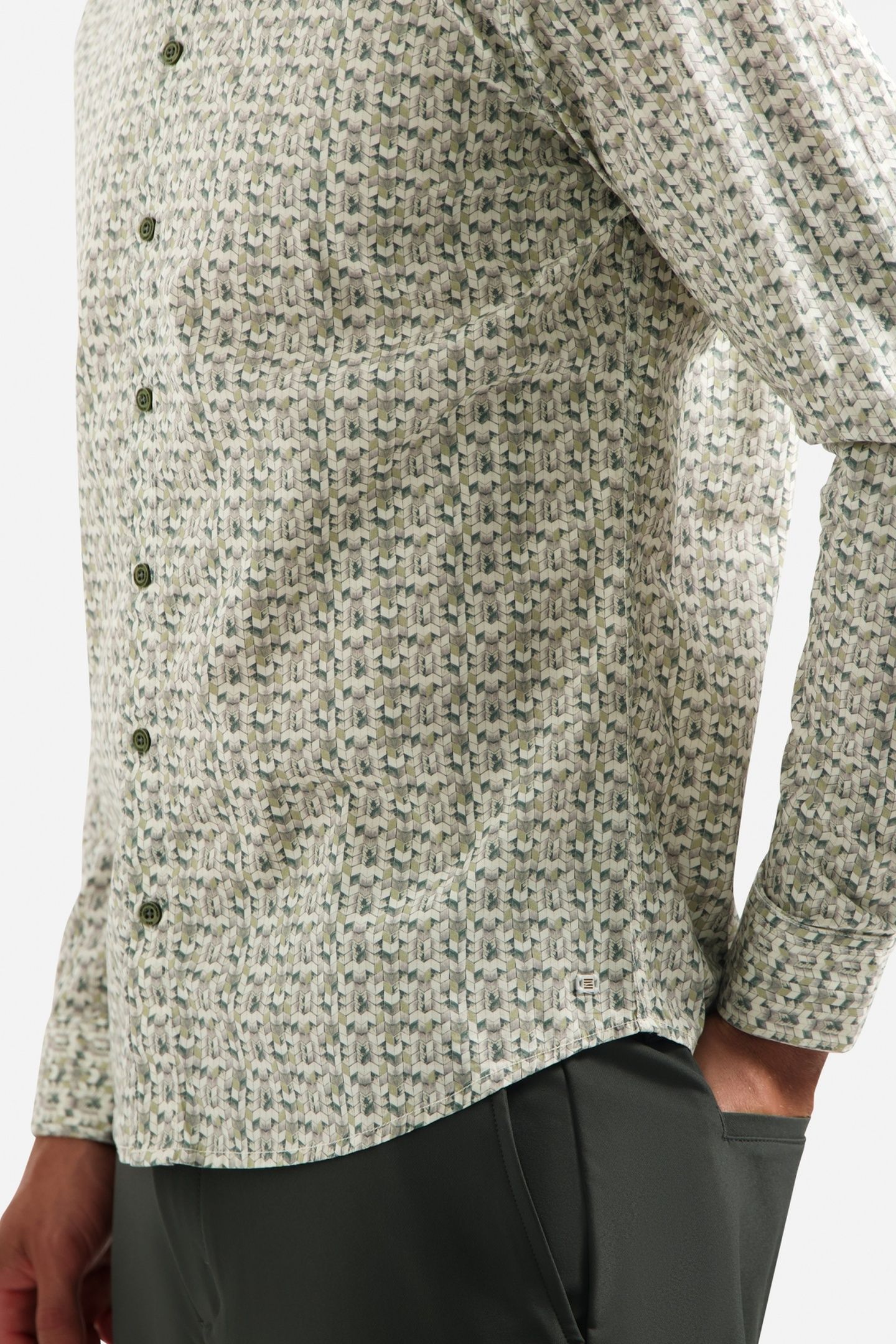 SHIRT STRETCH ALLOVER PRINTED DARK GREEN 7