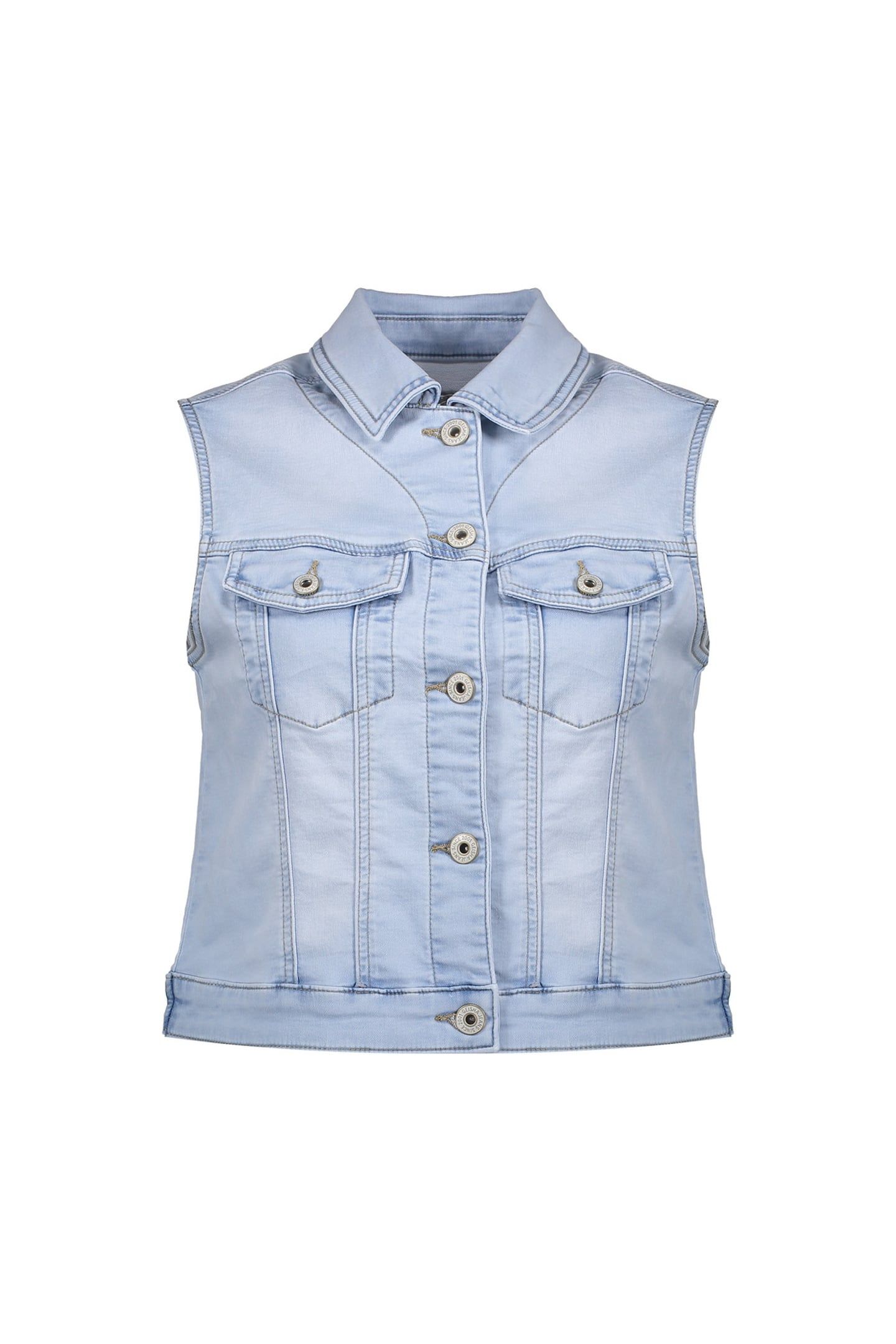 JEANS JACKET SLEEVELESS BLEACHED DENIM 1