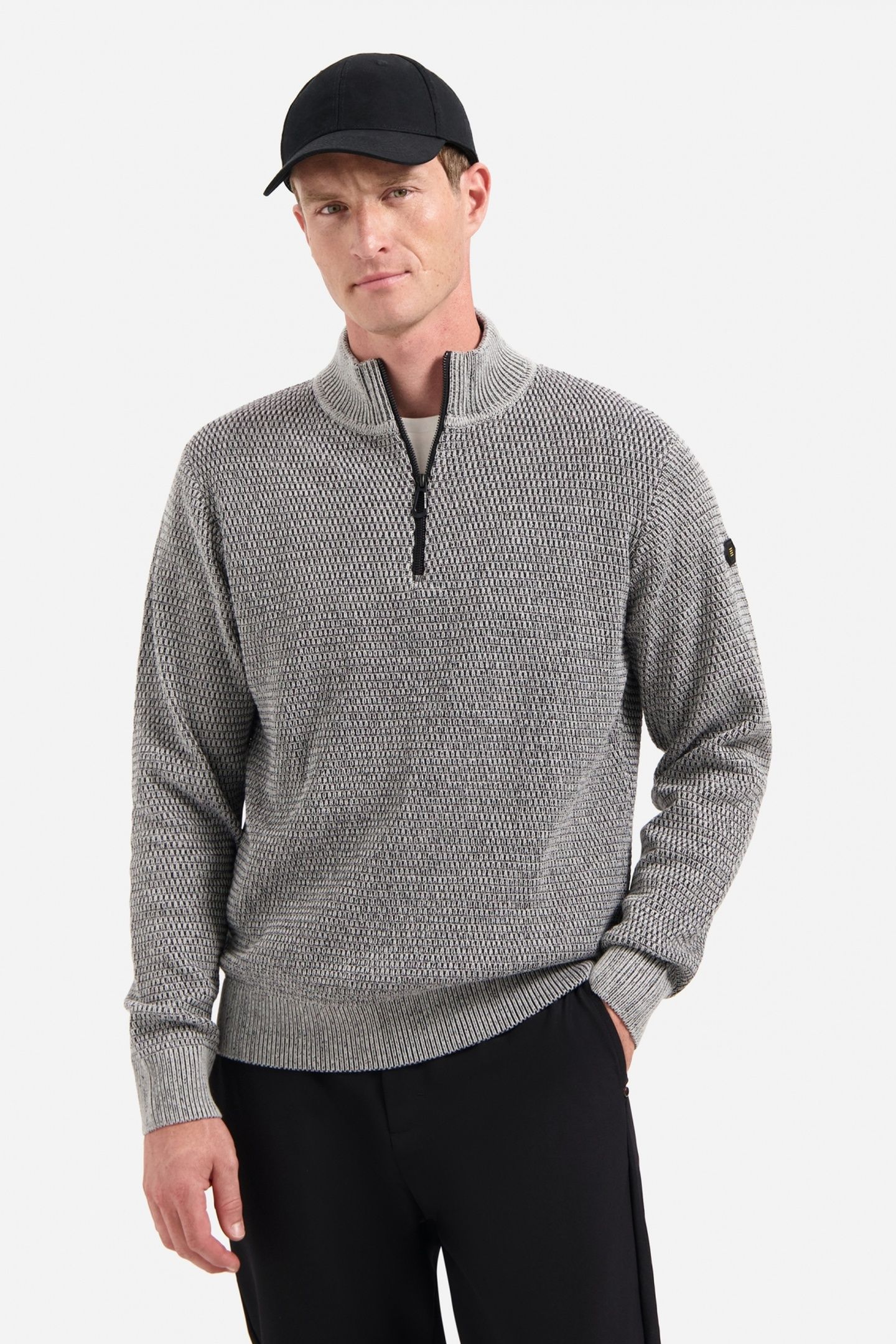 PULLOVER HALF ZIPPER 2 COLOURED MELANGE GREY MELANGE 2