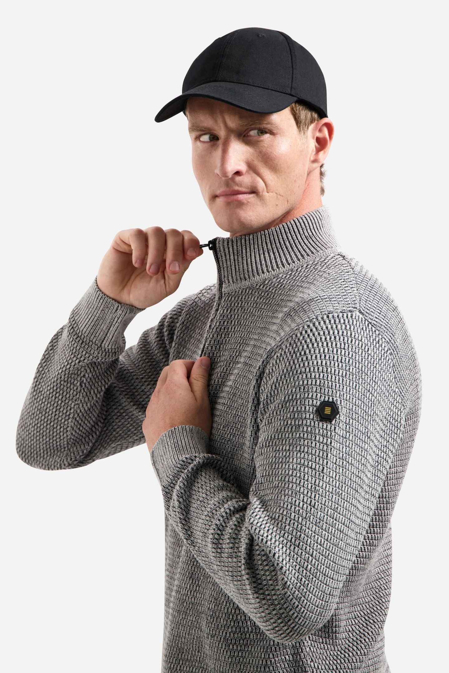 PULLOVER HALF ZIPPER 2 COLOURED MELANGE GREY MELANGE 3