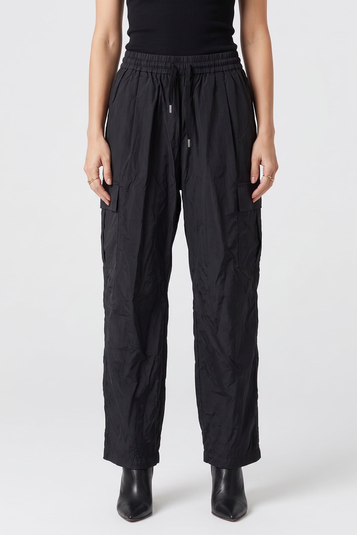 CARRIE TECH TAFFETA TROUSERS BLACK 1