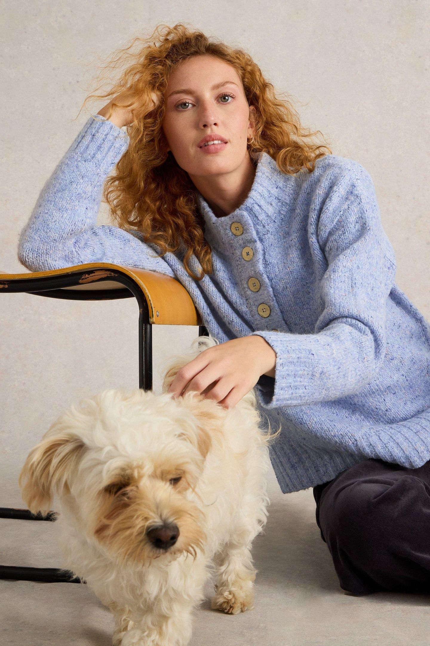 BELLA BUTTON JUMPER BLUE MULTI 7
