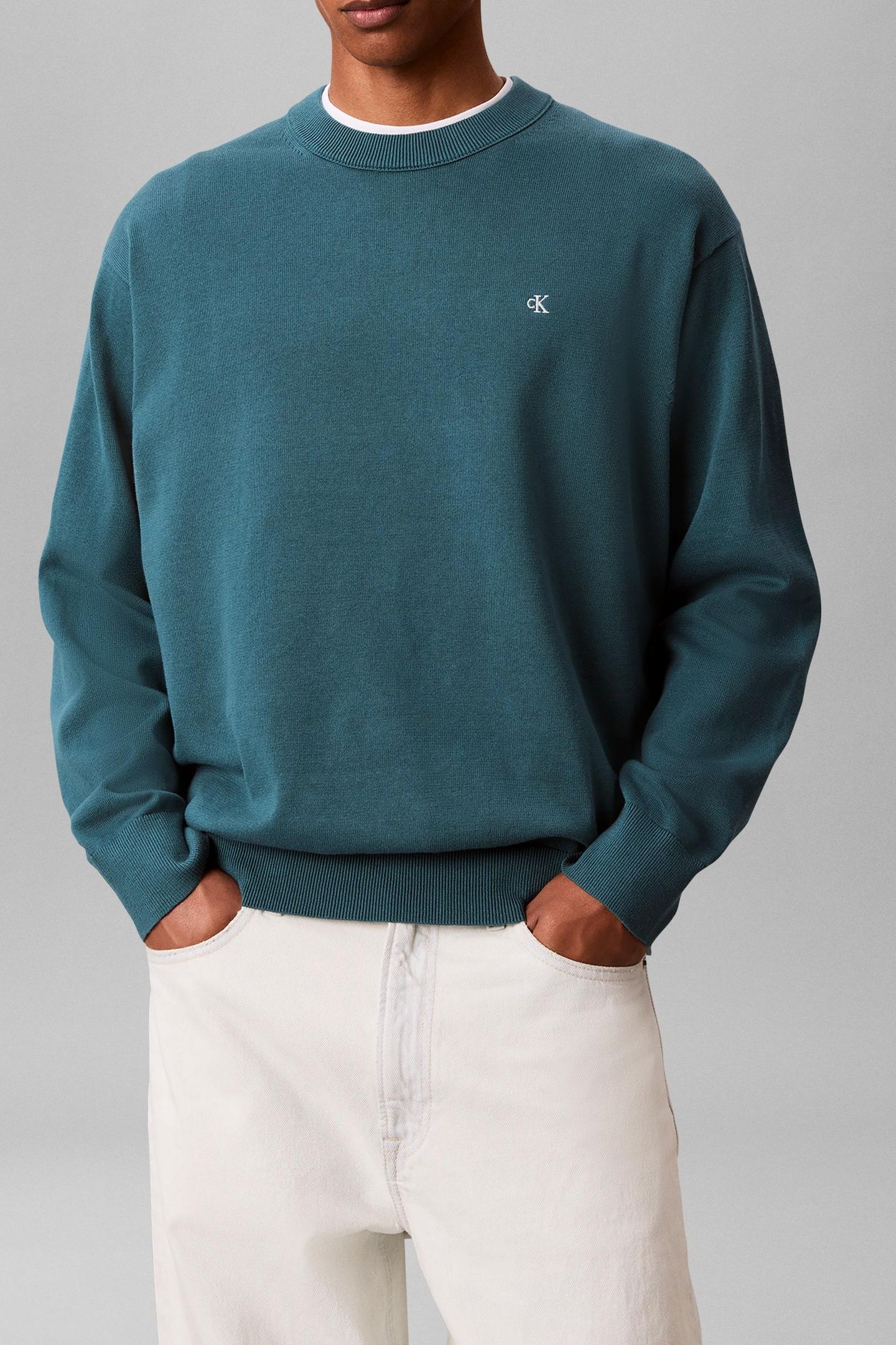 EU LONG SLEEVE COTTON RELAXED CREWNECK TAHOE GREEN 1