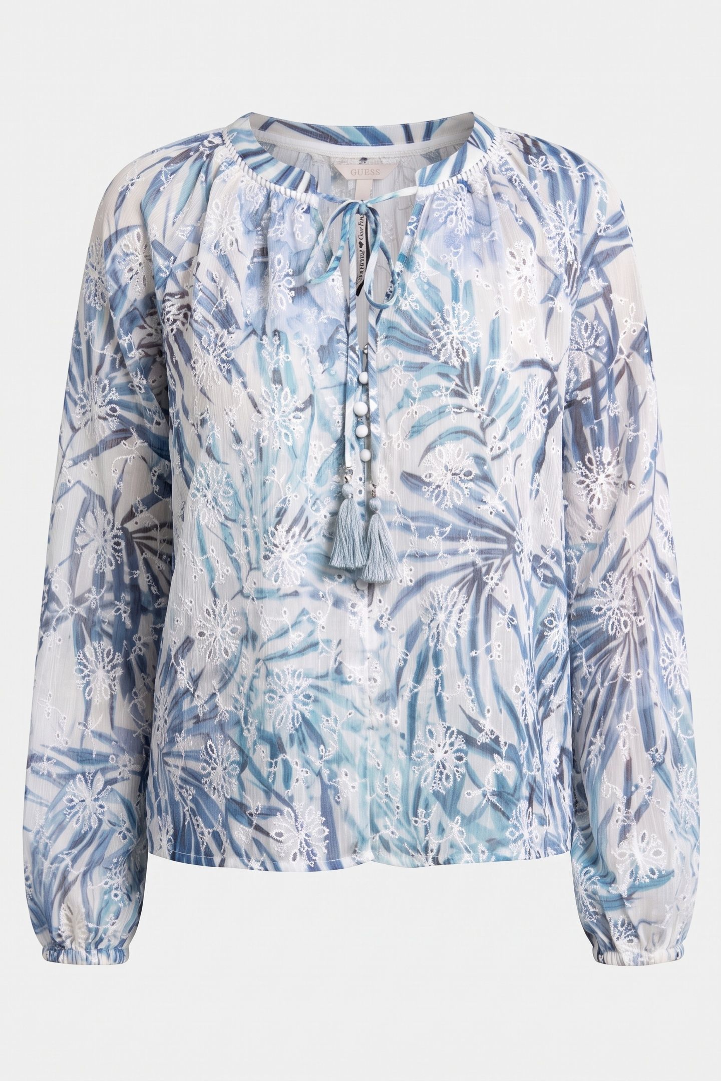 GUESS ECO LS DANIÈLE EMBRO TOP FIJI PALM PRINT 4