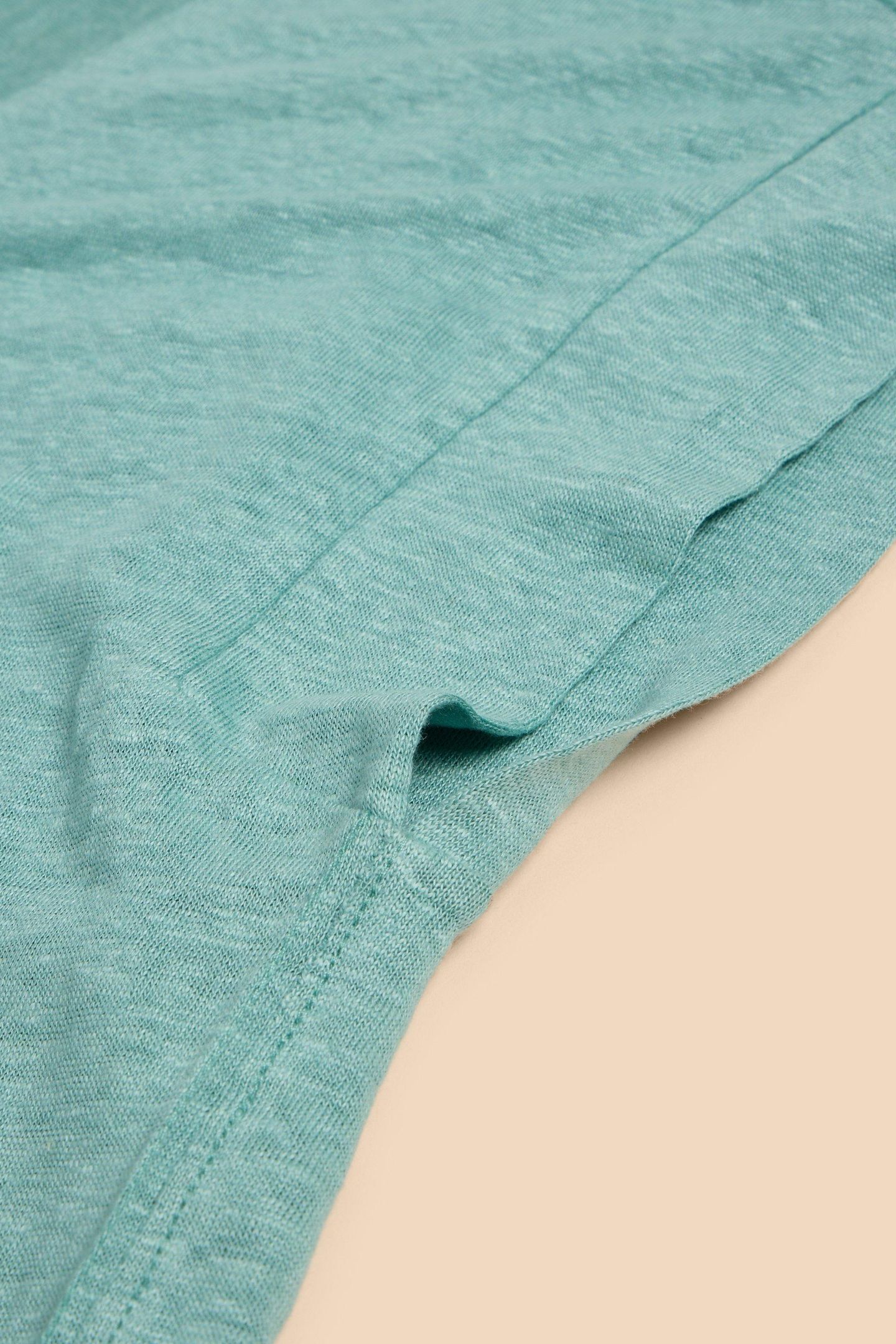 IVY LINEN V NECK TEE MID TEAL 7