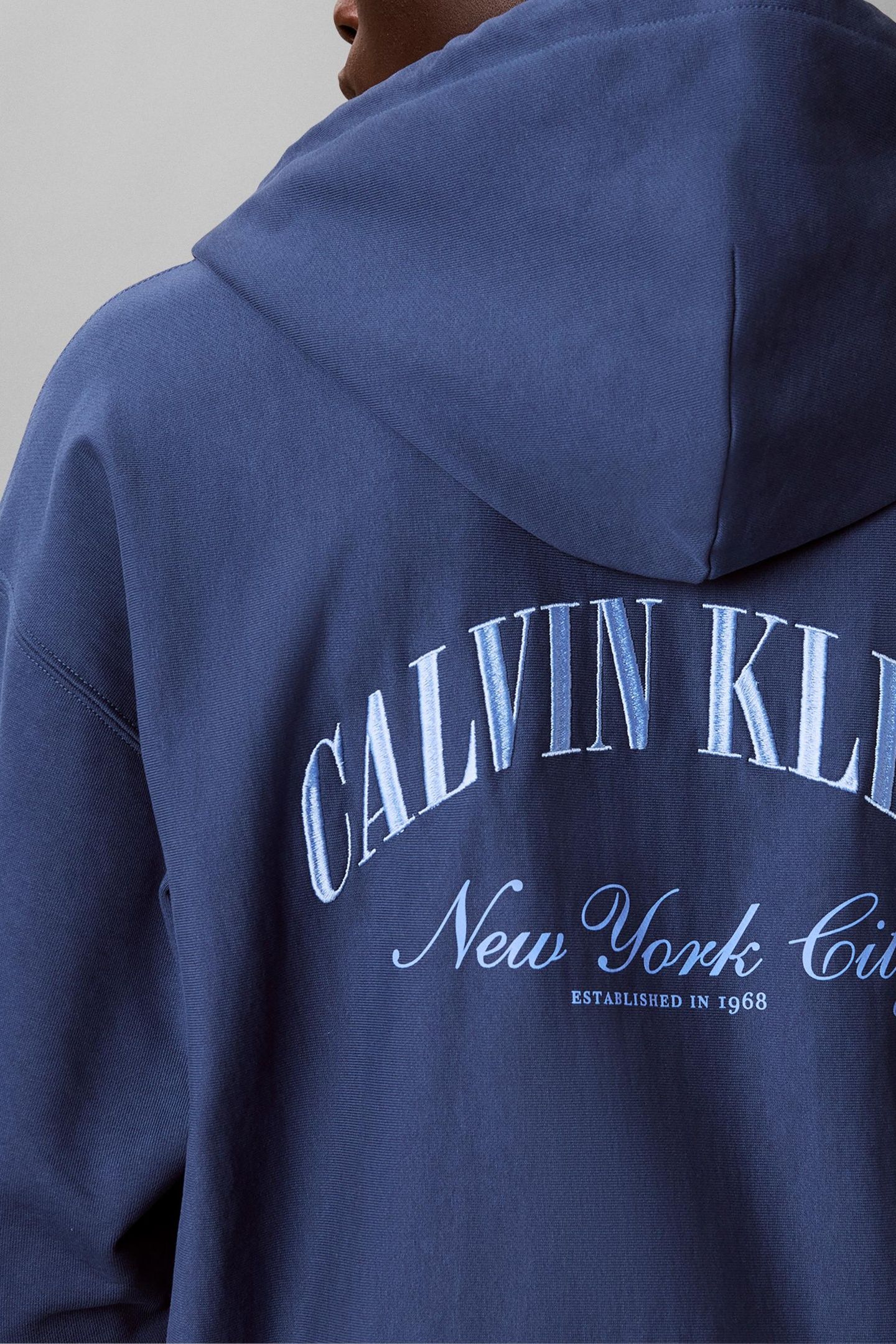 LONG SLEEVE PREMIUM TERRY CALVIN LOGO DARK DENIM 6