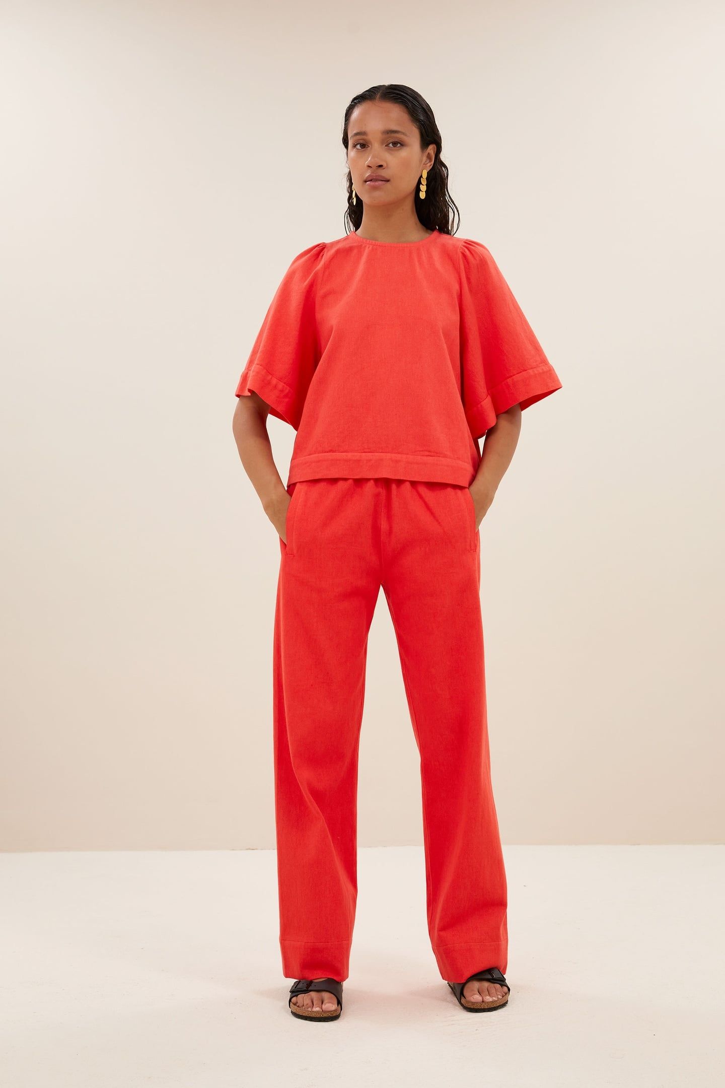 MEES TWILL PANTS POPPY RED 1