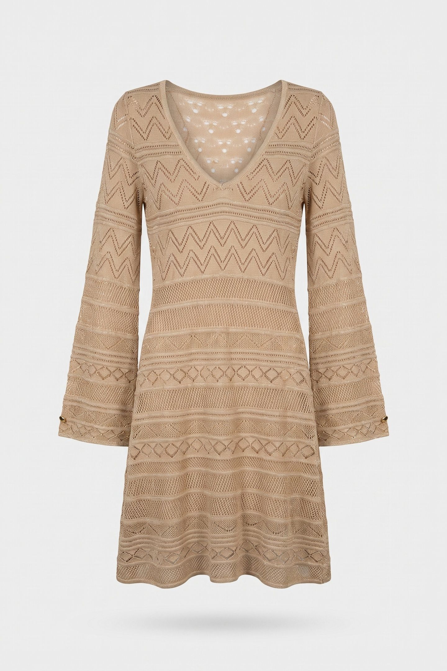 GUESS ECO NELLIE VN LS DRESS S GOLD LUREX 4